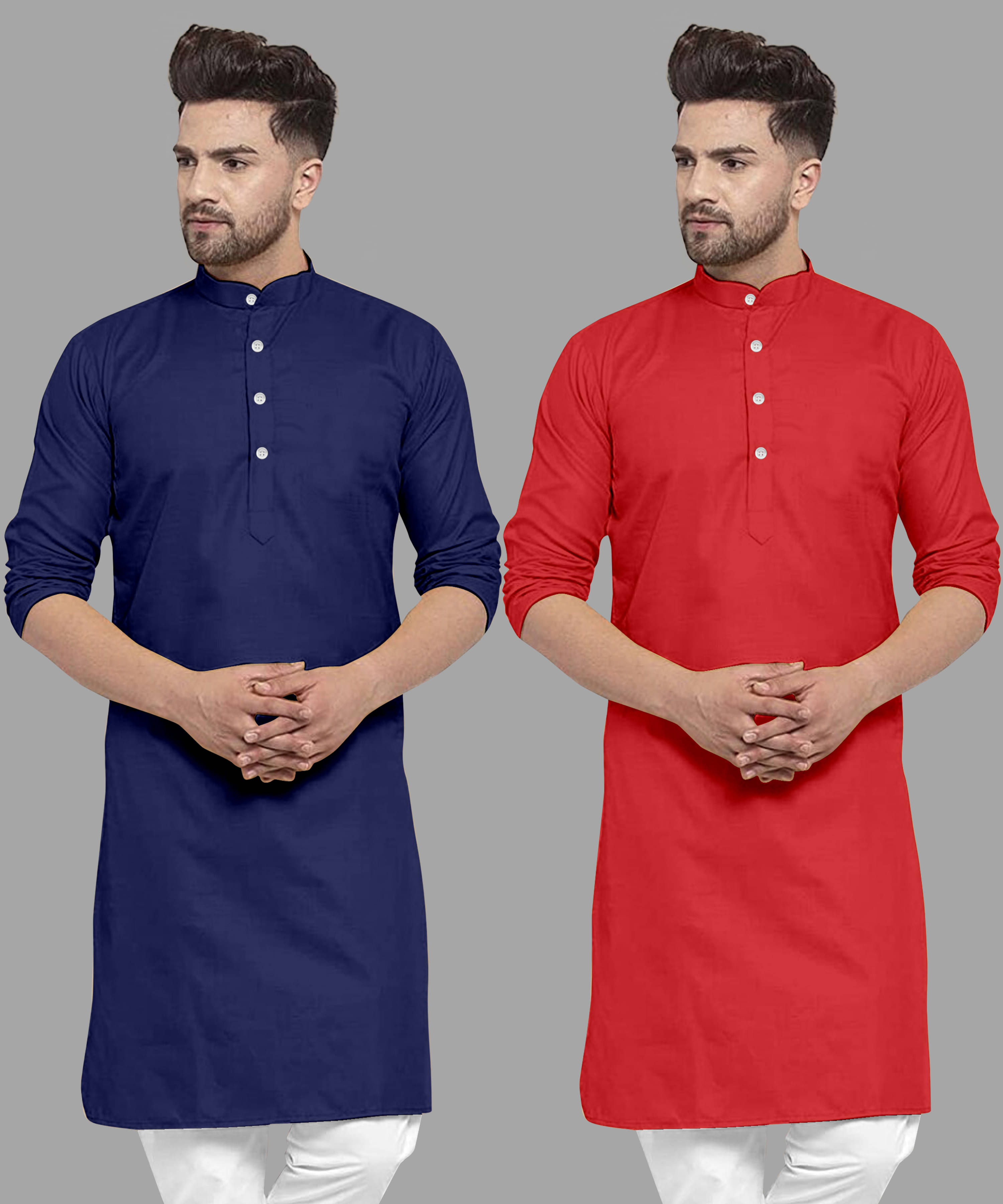 VS MALL Red Cotton Blend Men's Regular Kurta ( Pack of 2 ) VS MALL Red Cotton Blend Men's Regular Kurta ( Pack of 2 )