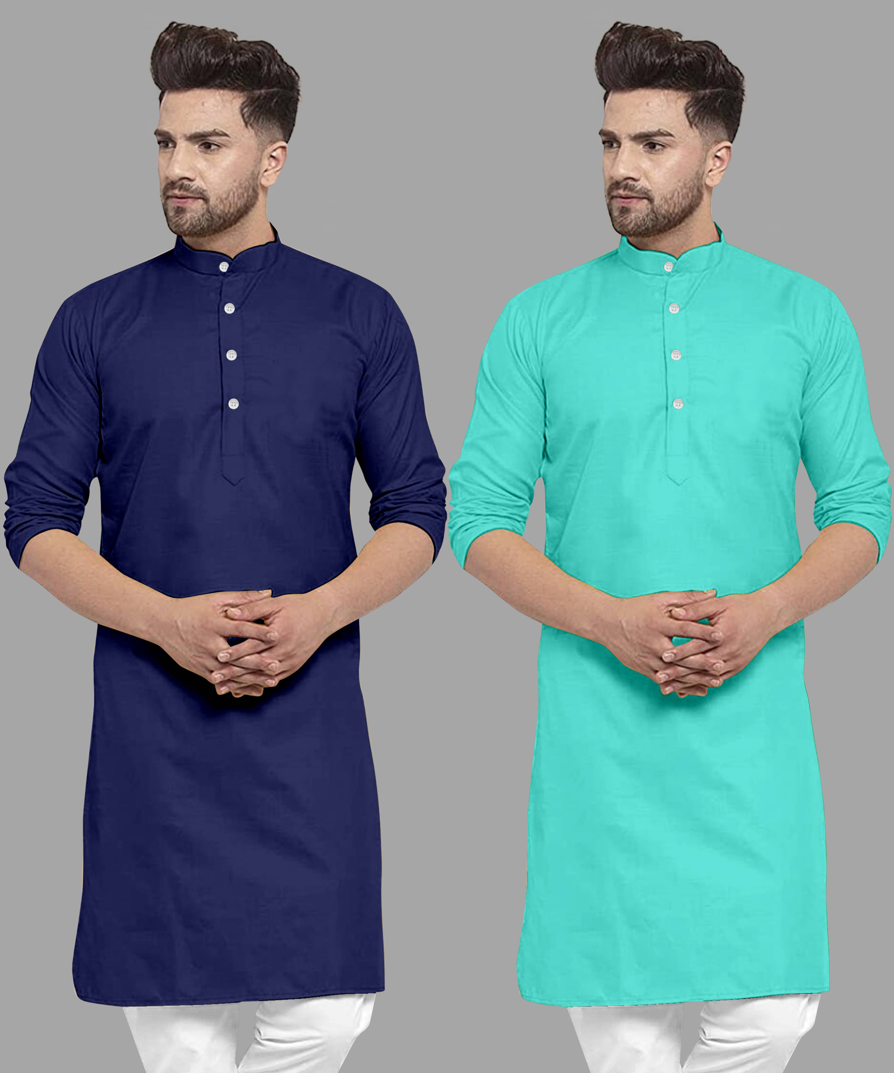 VS MALL Sea Green Cotton Blend Men's Regular Kurta ( Pack of 2 ) VS MALL Sea Green Cotton Blend Men's Regular Kurta ( Pack of 2 )