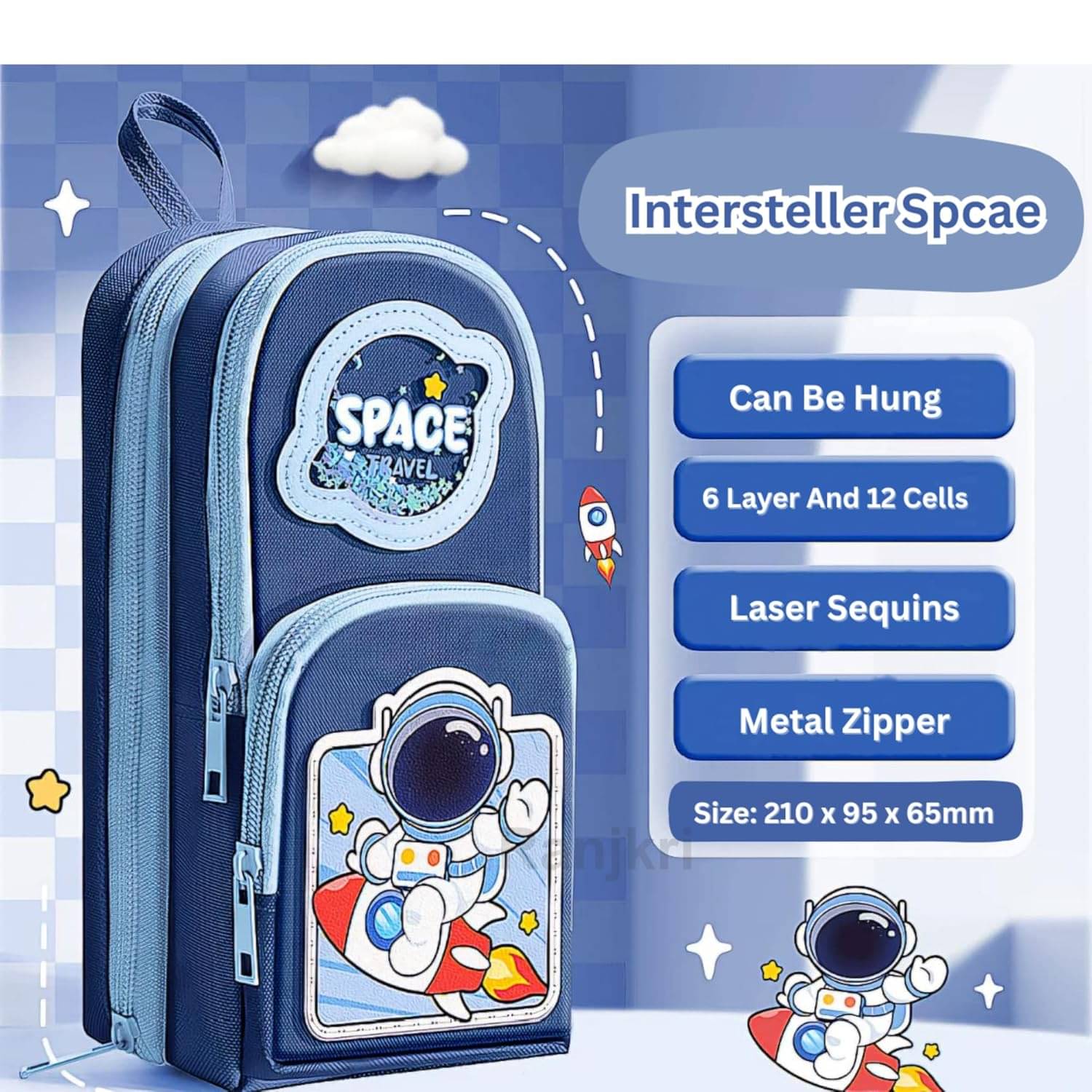     			Villy Space 6 Layer with 3 Compartment Premium Canvas Pencil Pouch for School Girls and Boys