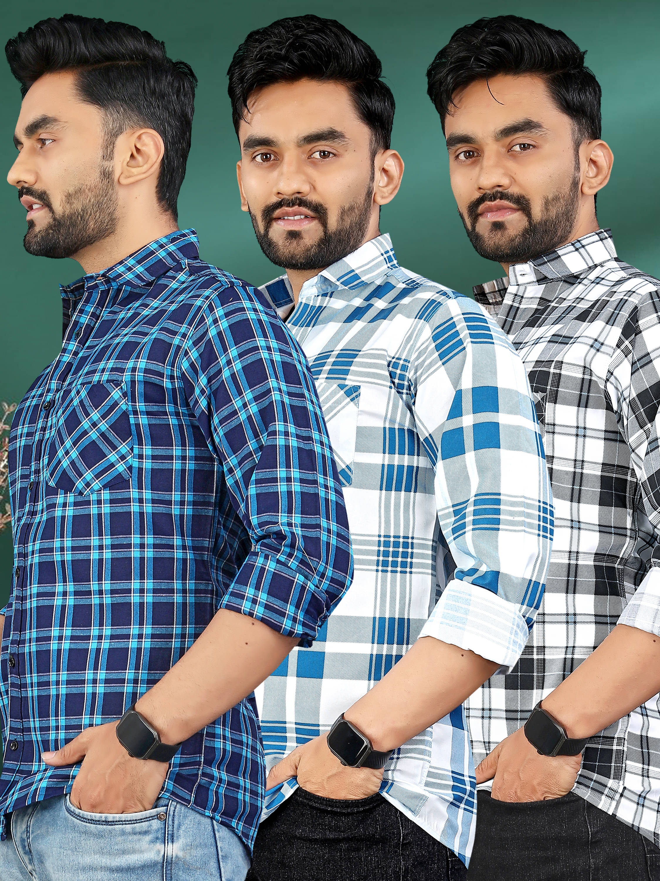 allan peter 100% Cotton Regular Fit Checks Full Sleeves Men's Casual Shirt - Multicolor 6 ( Pack of 3 ) allan peter 100% Cotton Regular Fit Checks Full Sleeves Men's Casual Shirt - Multicolor 6 ( Pack of 3 )