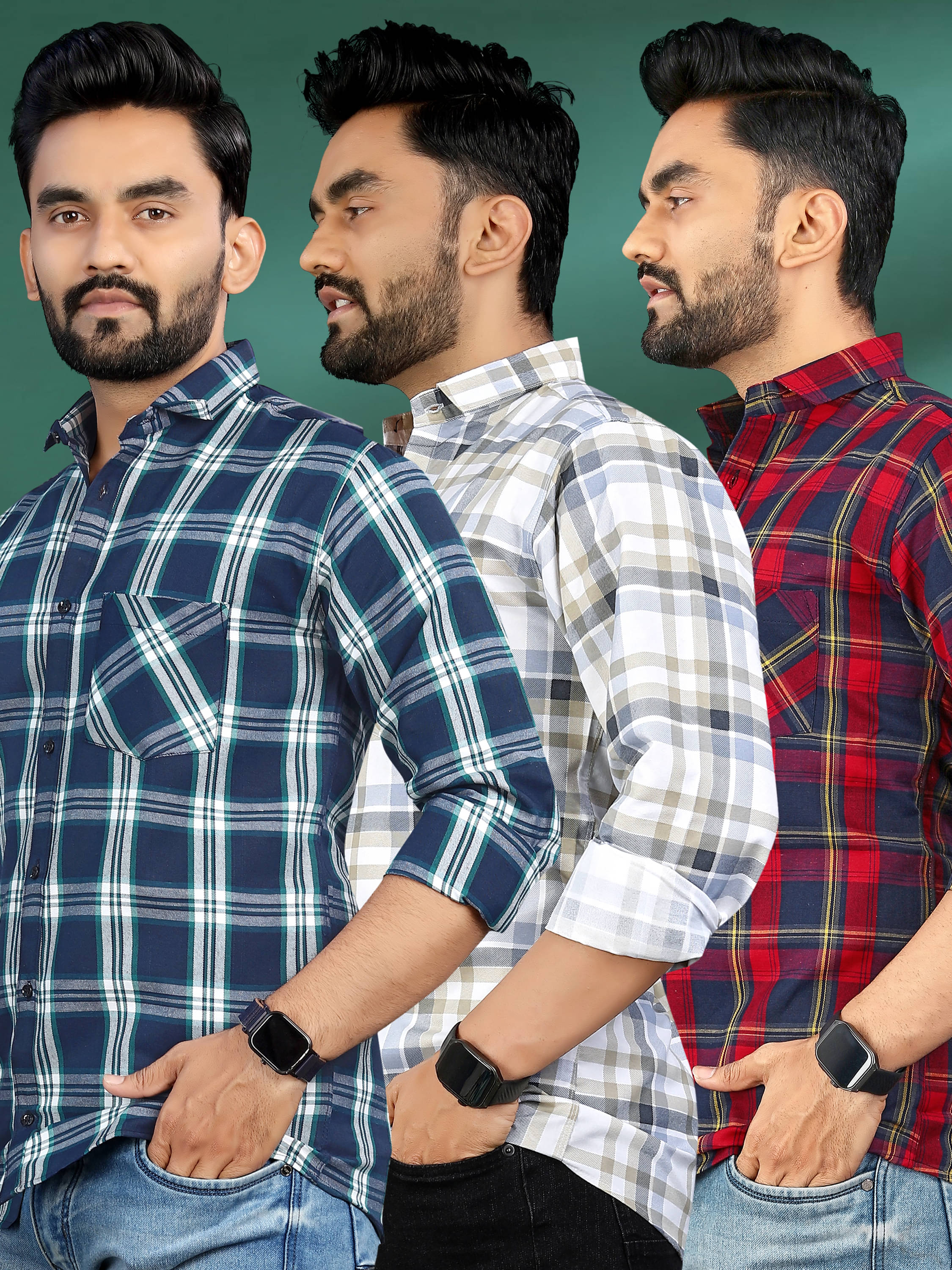 allan peter 100% Cotton Regular Fit Checks Full Sleeves Men's Casual Shirt - Multicolor 4 ( Pack of 3 ) allan peter 100% Cotton Regular Fit Checks Full Sleeves Men's Casual Shirt - Multicolor 4 ( Pack of 3 )