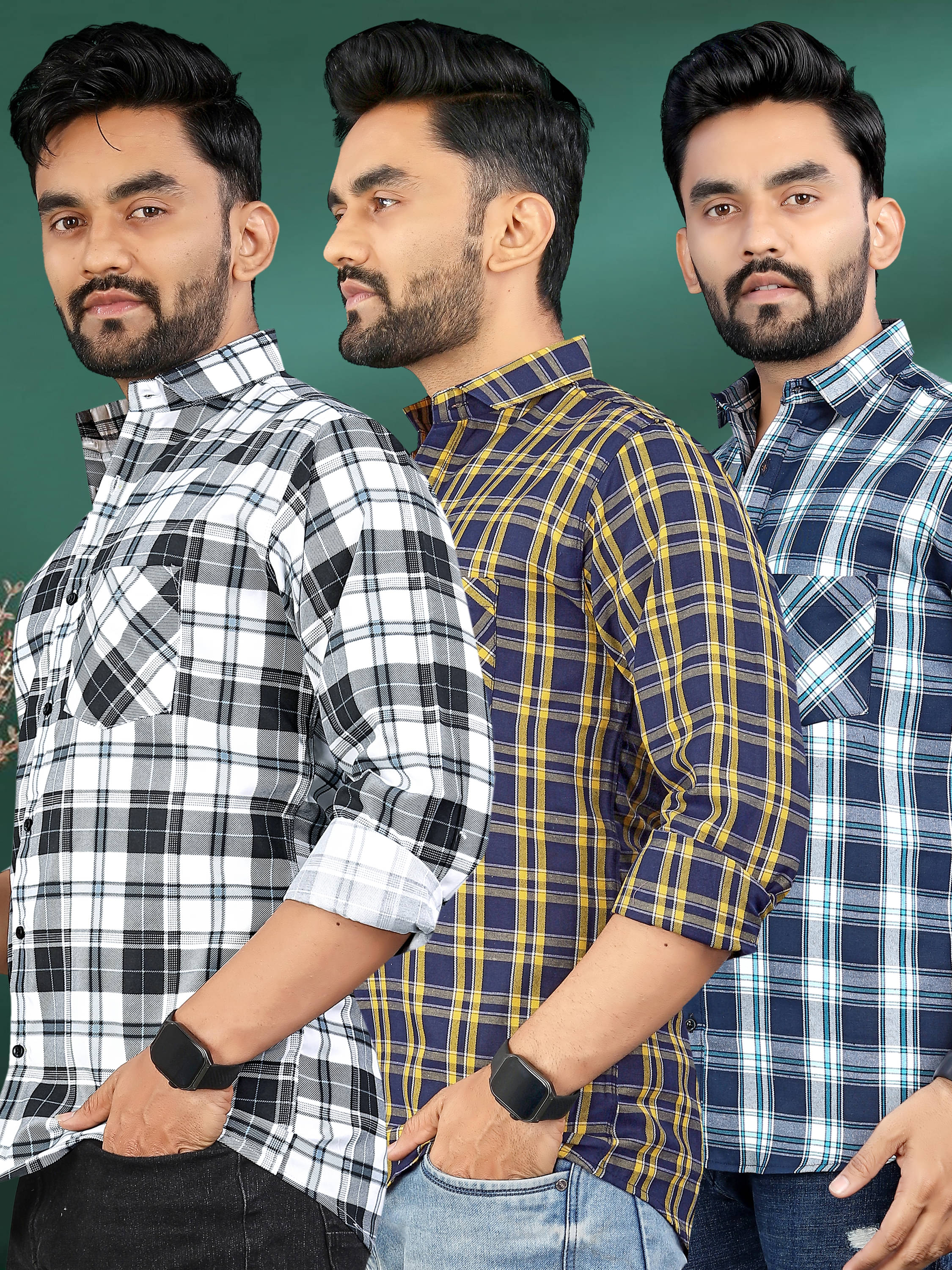 allan peter 100% Cotton Regular Fit Checks Full Sleeves Men's Casual Shirt - Multicolor 10 ( Pack of 3 ) allan peter 100% Cotton Regular Fit Checks Full Sleeves Men's Casual Shirt - Multicolor 10 ( Pack of 3 )
