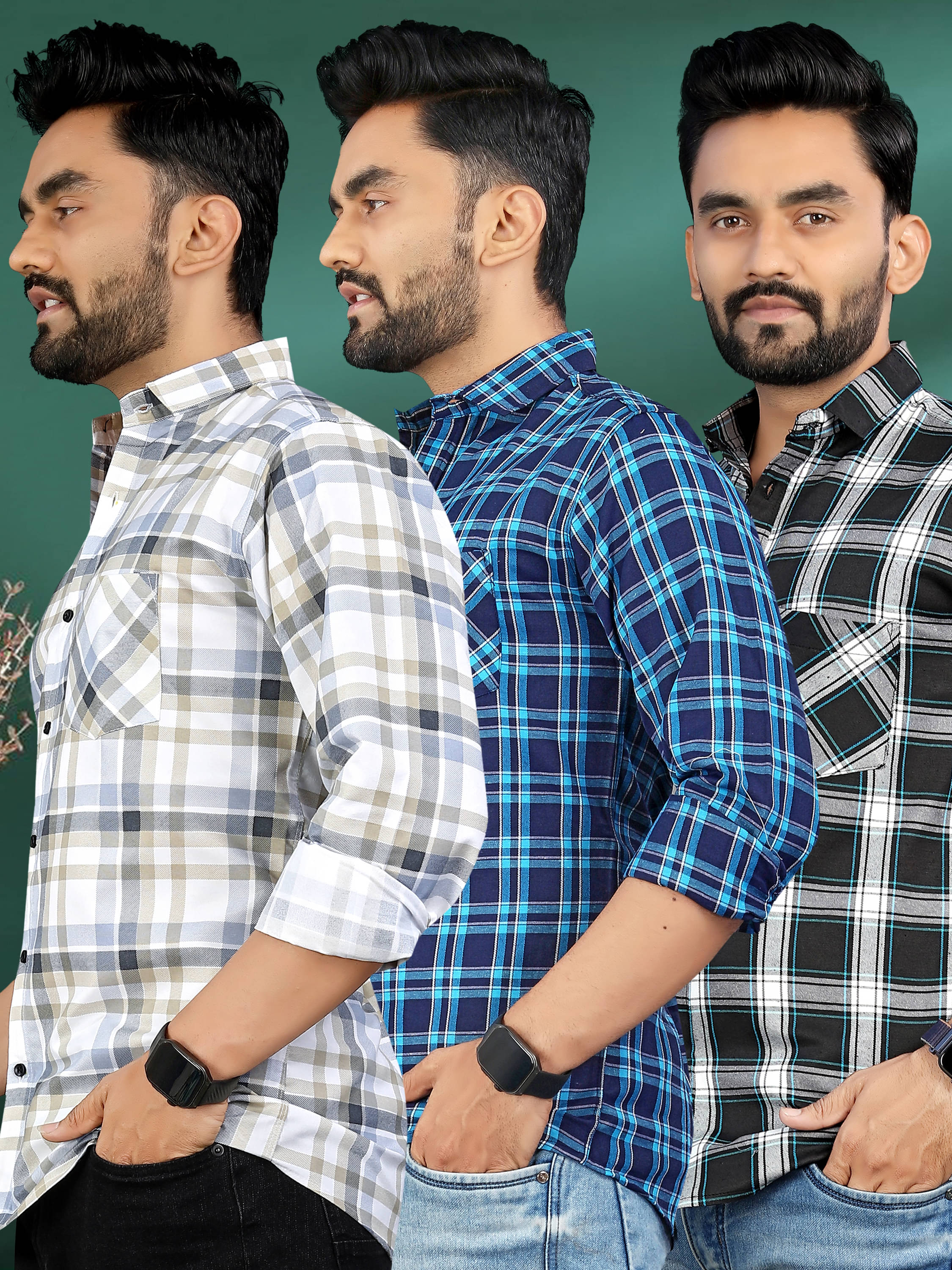 allan peter 100% Cotton Regular Fit Checks Full Sleeves Men's Casual Shirt - Multicolor 5 ( Pack of 3 ) allan peter 100% Cotton Regular Fit Checks Full Sleeves Men's Casual Shirt - Multicolor 5 ( Pack of 3 )
