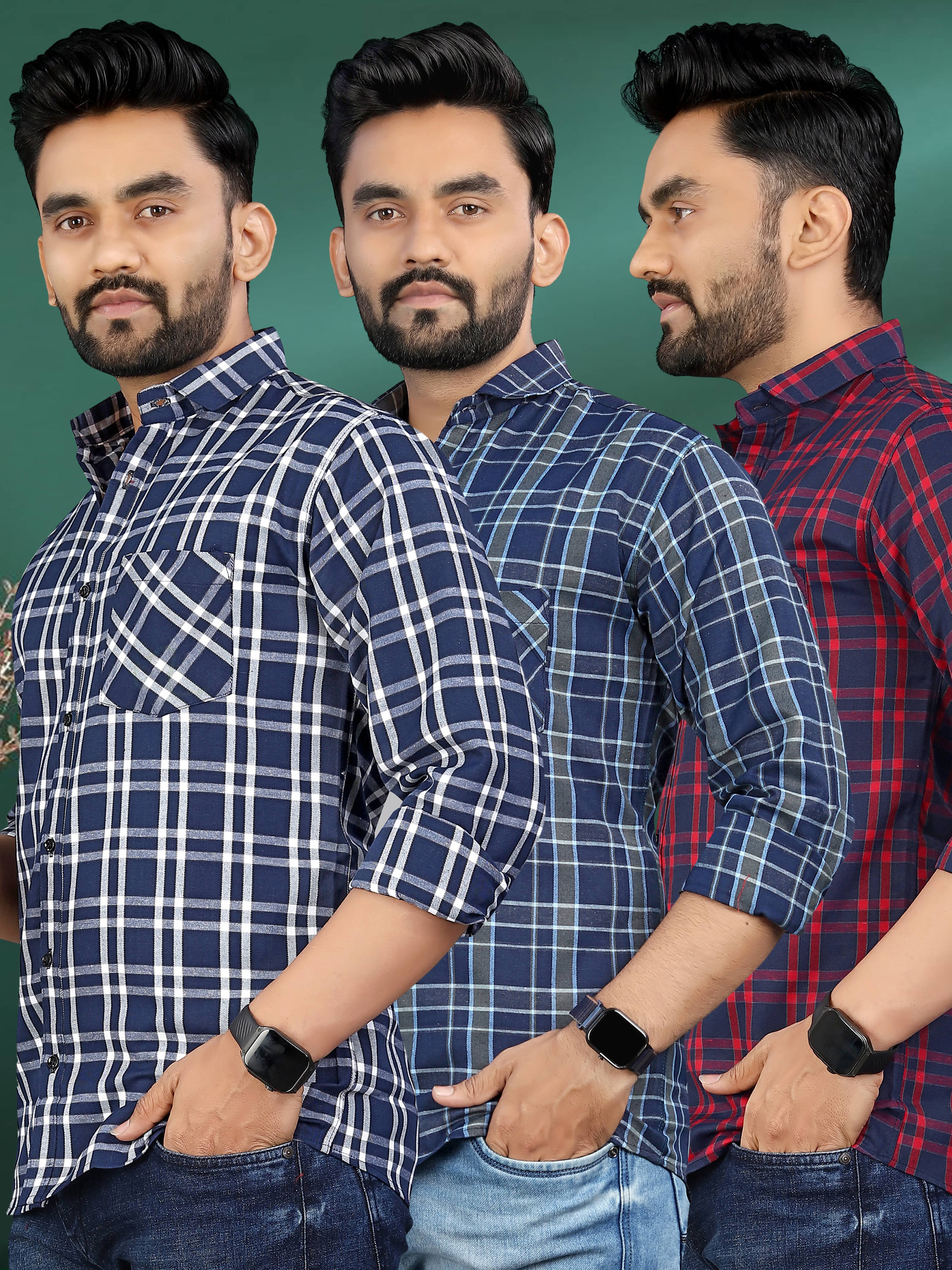 allan peter 100% Cotton Regular Fit Checks Full Sleeves Men's Casual Shirt - Multicolor 10 ( Pack of 3 )     			allan peter 100% Cotton Regular Fit Checks Full Sleeves Men's Casual Shirt - Multicolor 10 ( Pack of 3 )