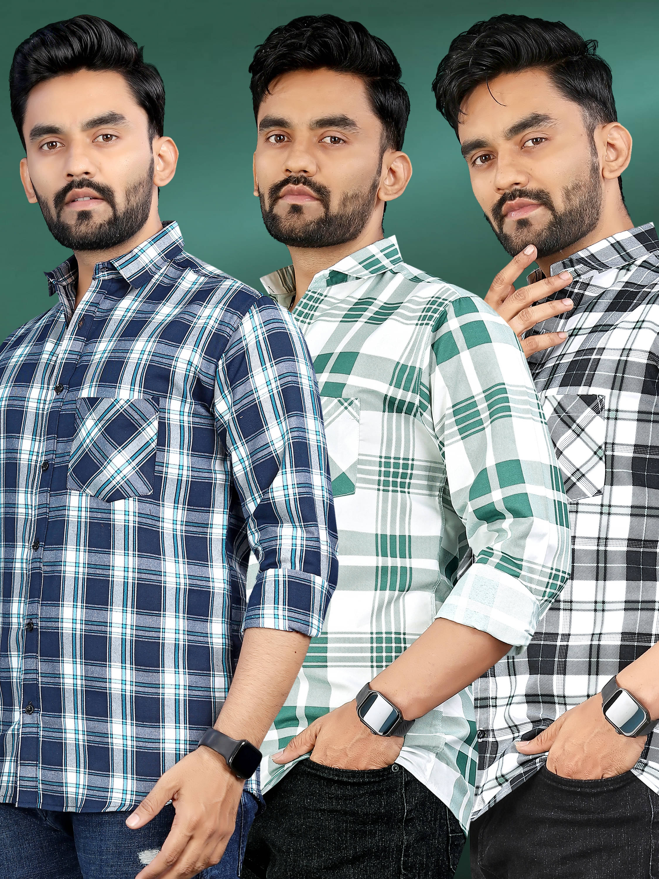 allan peter 100% Cotton Regular Fit Checks Full Sleeves Men's Casual Shirt - Multicolor 13 ( Pack of 3 ) allan peter 100% Cotton Regular Fit Checks Full Sleeves Men's Casual Shirt - Multicolor 13 ( Pack of 3 )