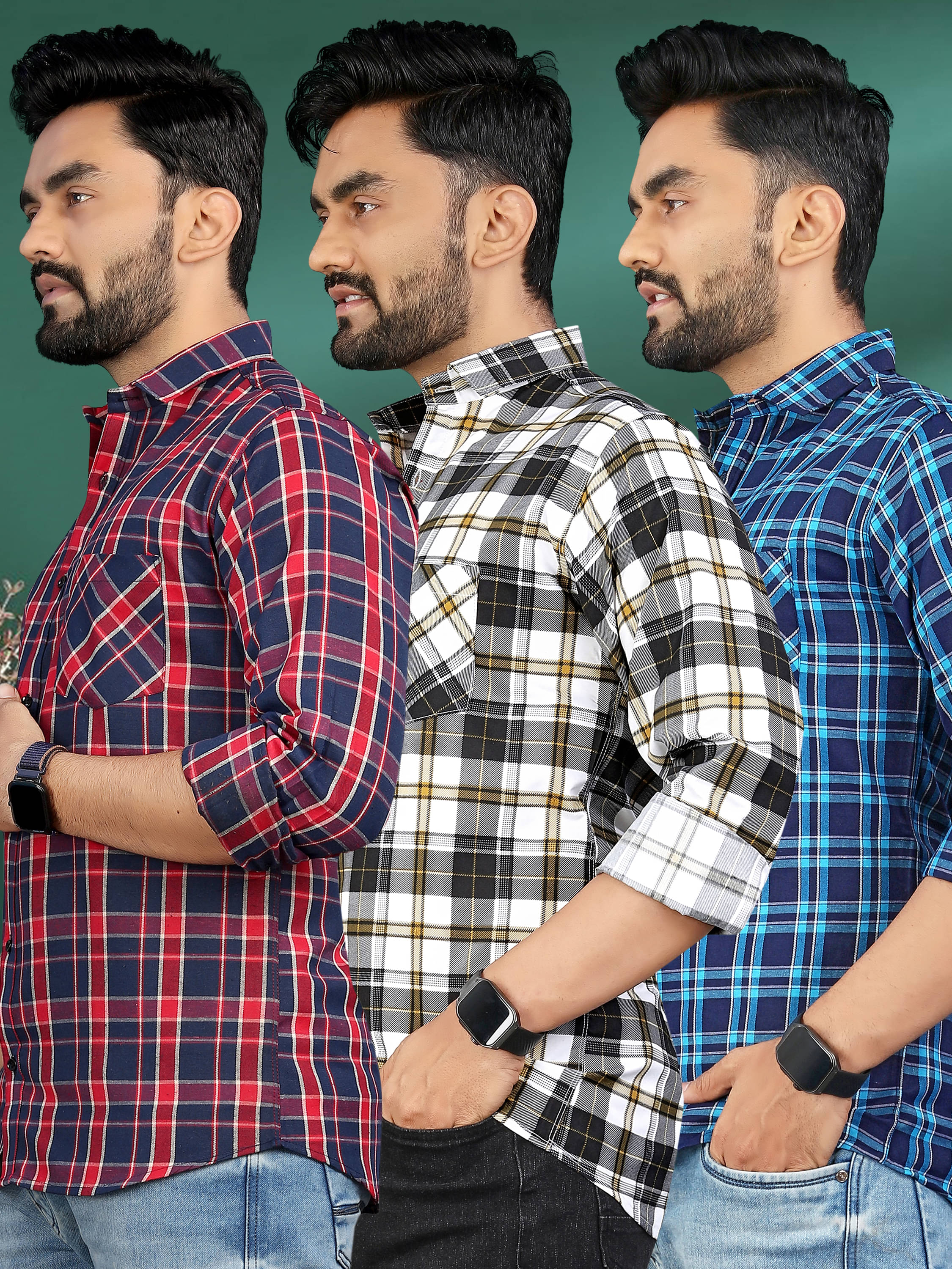 allan peter 100% Cotton Regular Fit Checks Full Sleeves Men's Casual Shirt - Multicolor 2 ( Pack of 3 )     			allan peter 100% Cotton Regular Fit Checks Full Sleeves Men's Casual Shirt - Multicolor 2 ( Pack of 3 )