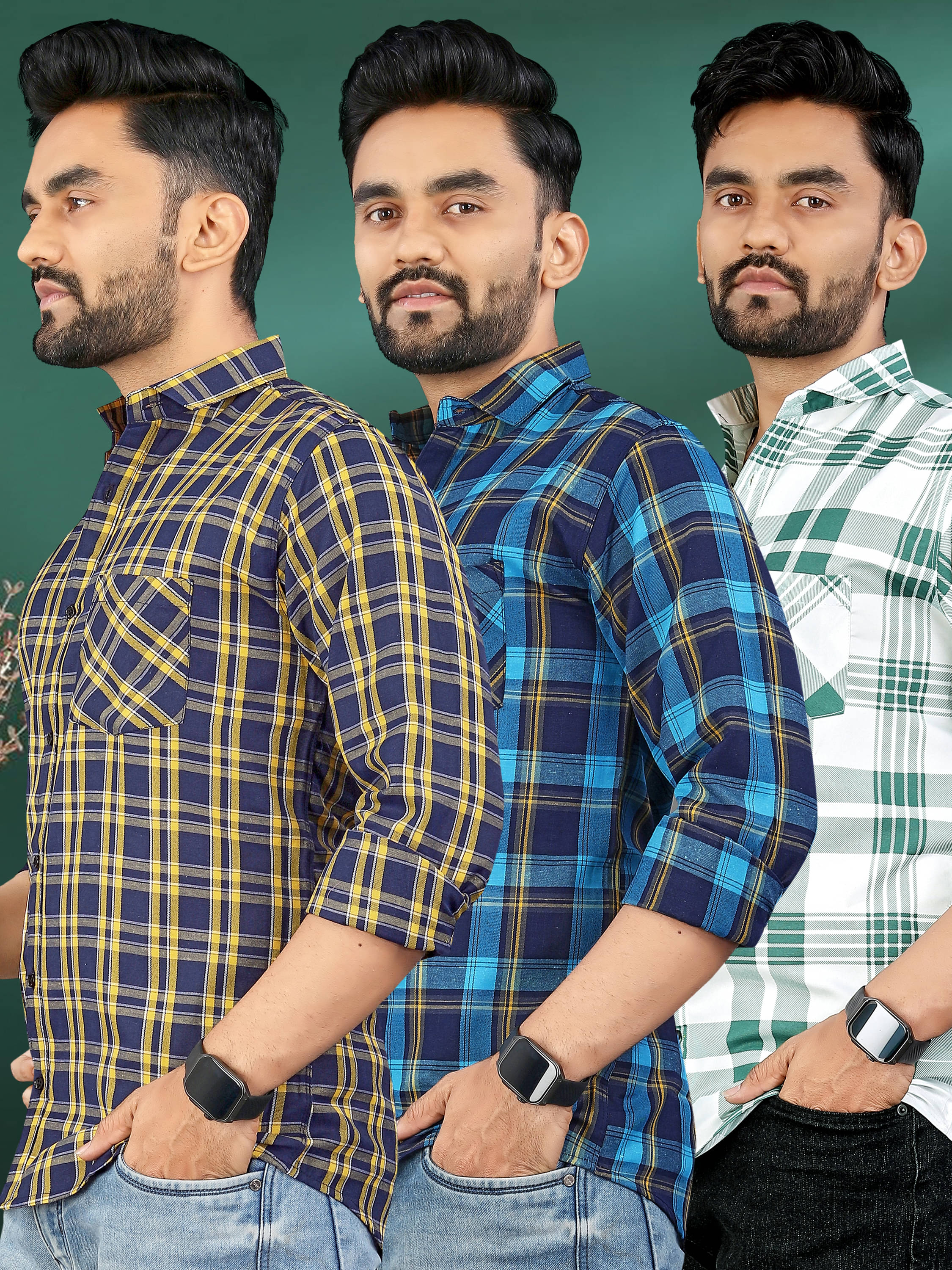 allan peter 100% Cotton Regular Fit Checks Full Sleeves Men's Casual Shirt - Multicolor 11 ( Pack of 3 ) allan peter 100% Cotton Regular Fit Checks Full Sleeves Men's Casual Shirt - Multicolor 11 ( Pack of 3 )