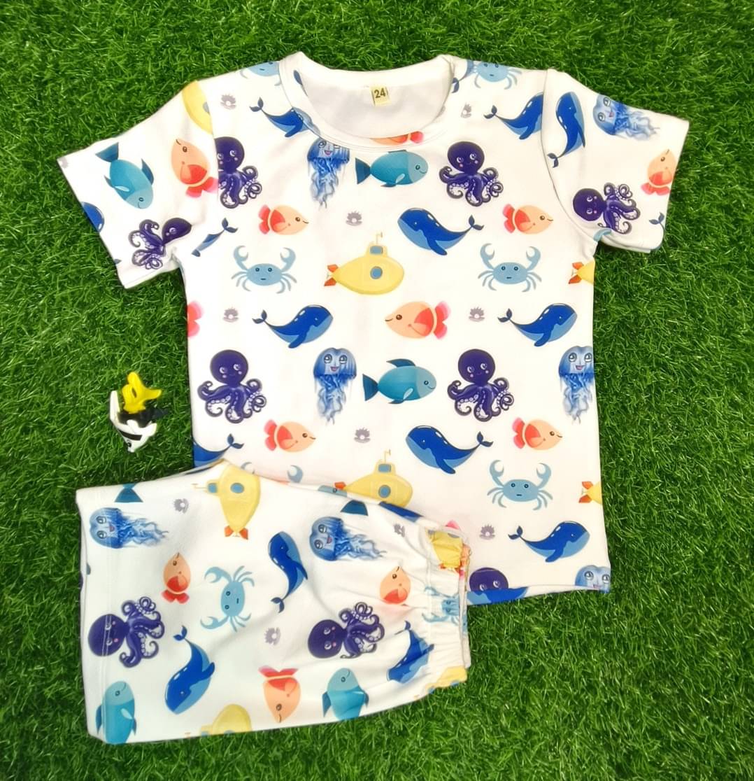     			s muktar garments Pack of 1 Baby Boys Cotton Blend T-Shirt & Shorts Set ( Multicolor )