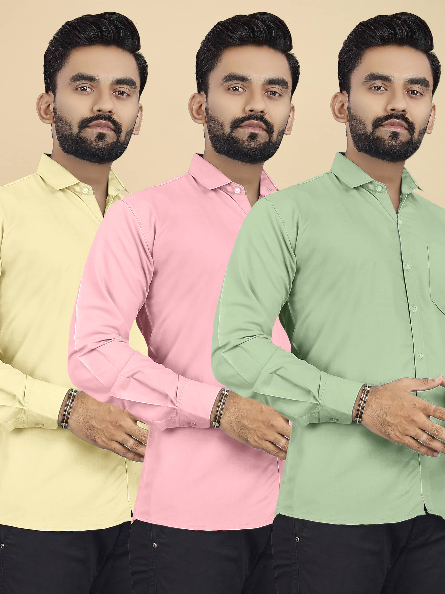 ALY JOHN Cotton Regular Fit Full Sleeves Men's Formal Shirt - Multicolor 1 ( Pack of 3 ) ALY JOHN Cotton Regular Fit Full Sleeves Men's Formal Shirt - Multicolor 1 ( Pack of 3 )