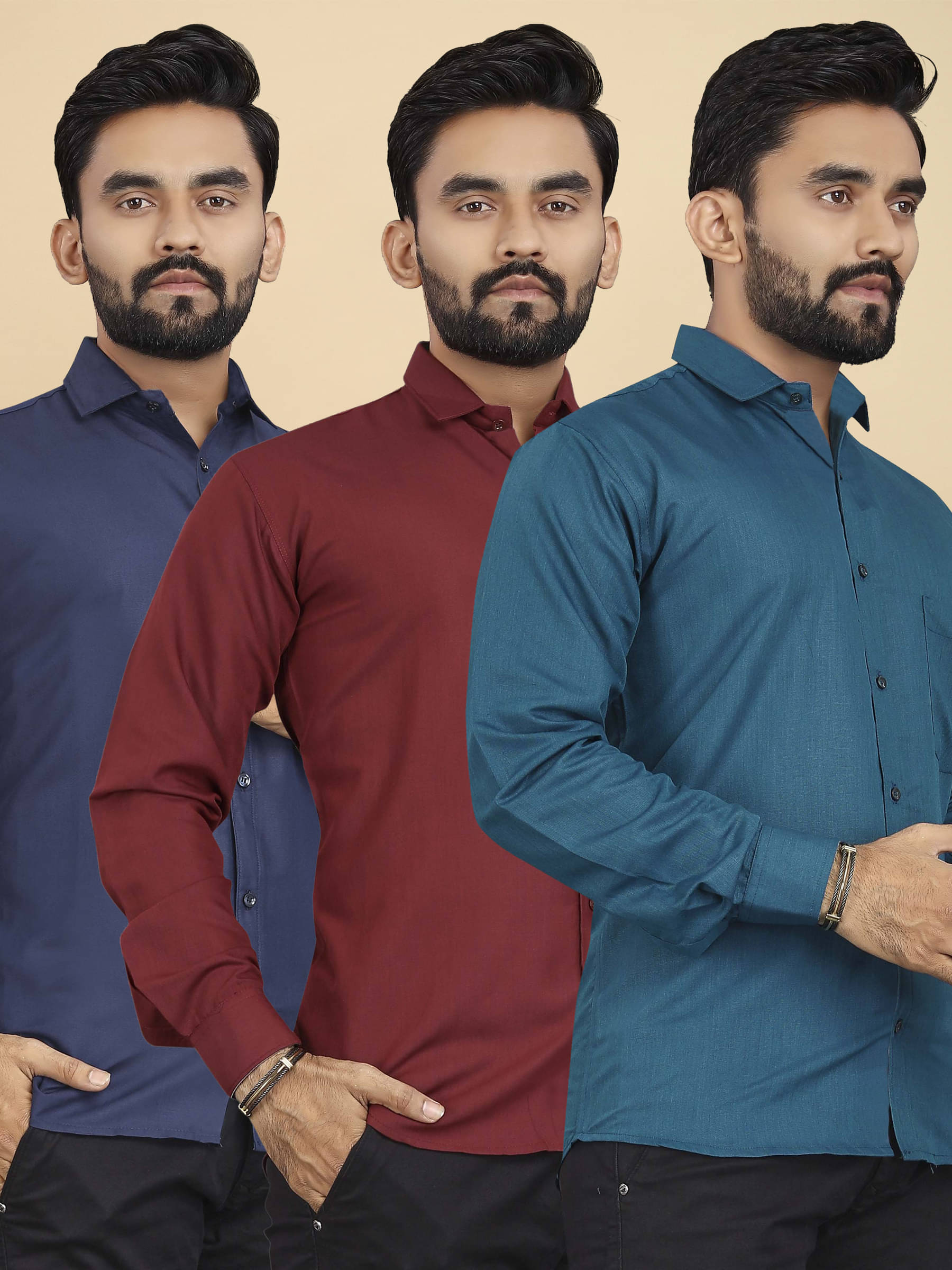     			ALY JOHN Cotton Regular Fit Full Sleeves Men's Formal Shirt - Multicolor 7 ( Pack of 3 )