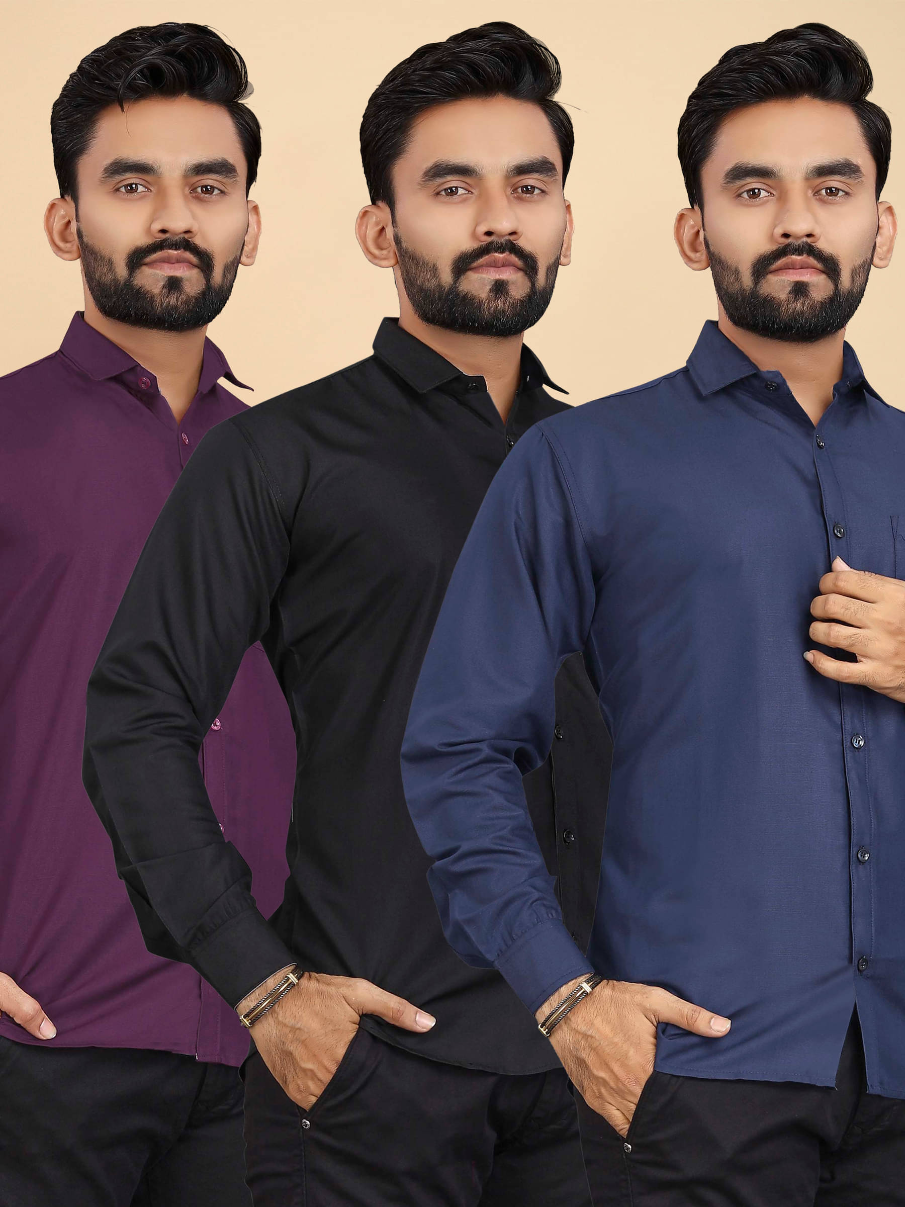     			ALY JOHN Cotton Regular Fit Full Sleeves Men's Formal Shirt - Multicolor 8 ( Pack of 3 )