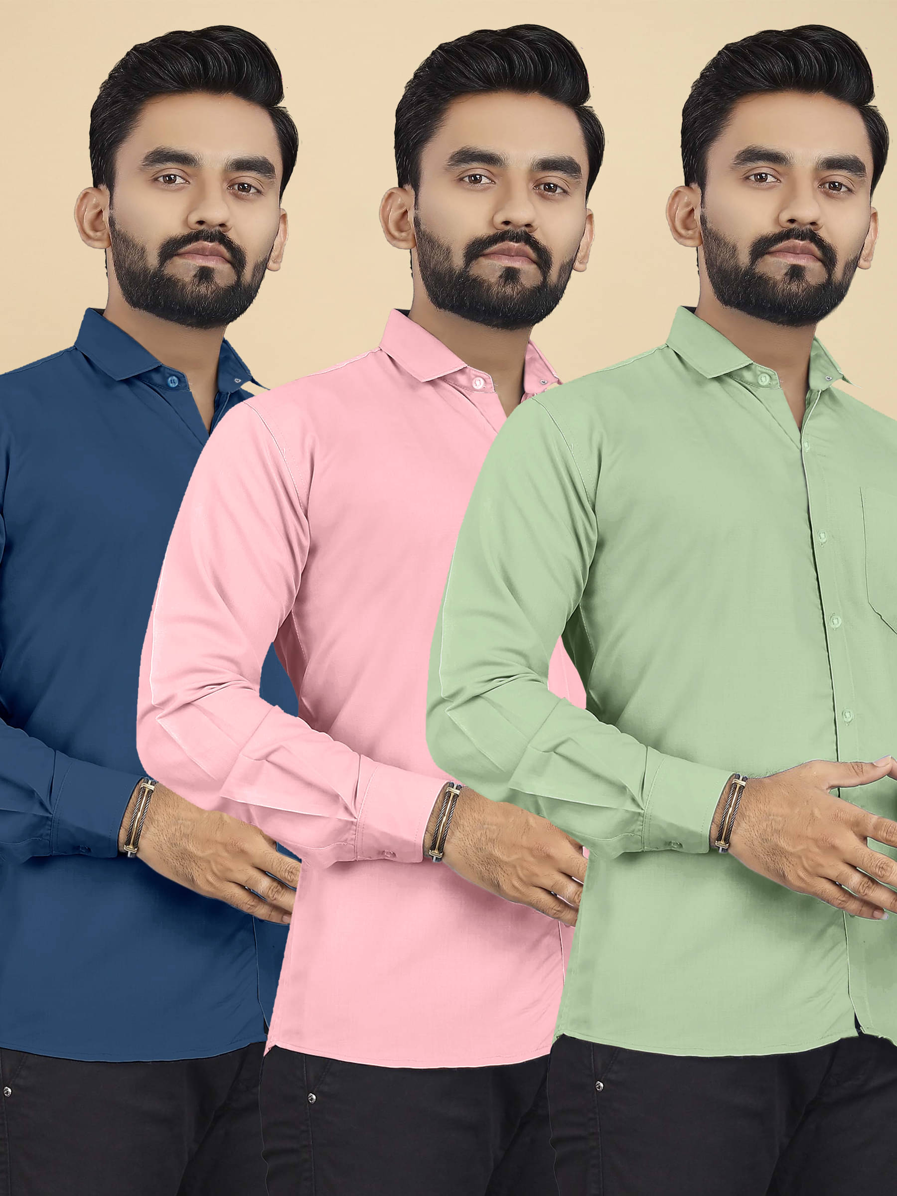 ALY JOHN Cotton Regular Fit Full Sleeves Men's Formal Shirt - Multicolor 10 ( Pack of 3 ) ALY JOHN Cotton Regular Fit Full Sleeves Men's Formal Shirt - Multicolor 10 ( Pack of 3 )