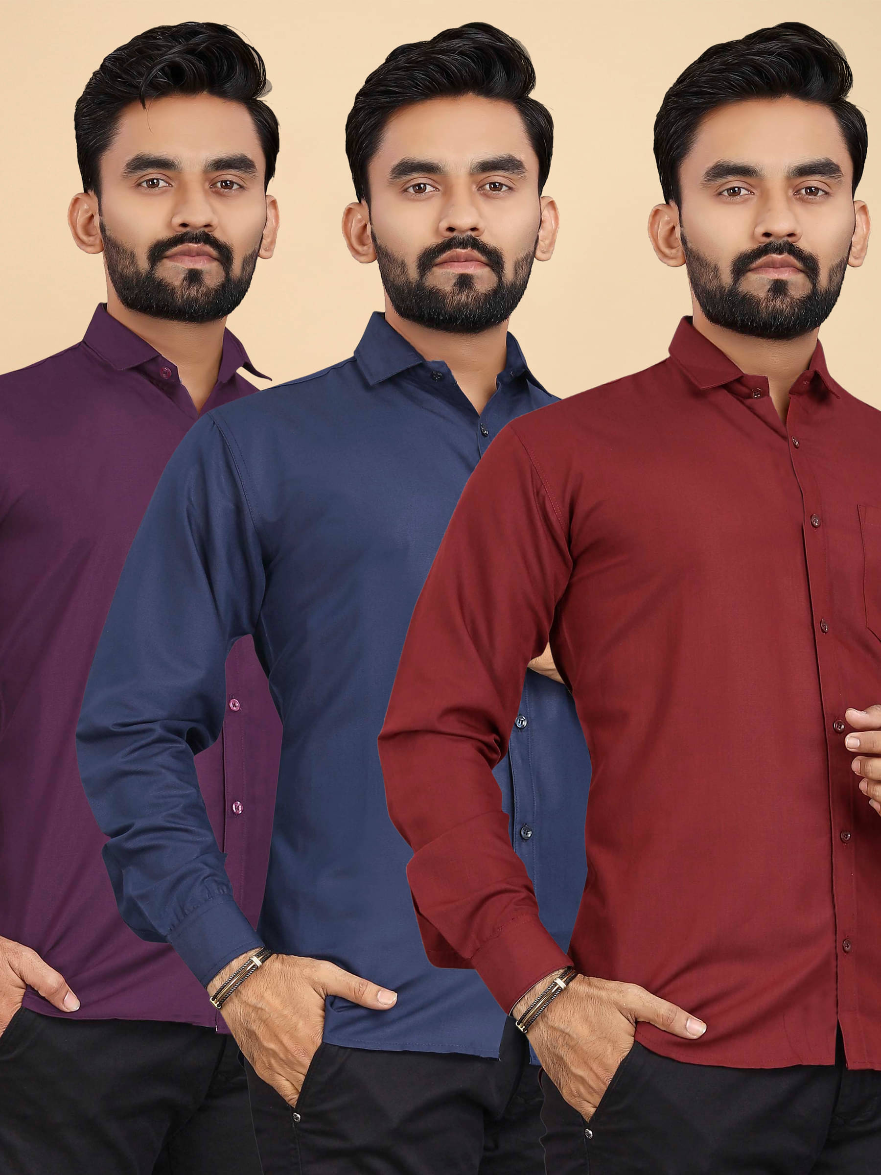     			ALY JOHN Cotton Regular Fit Full Sleeves Men's Formal Shirt - Multicolor 7 ( Pack of 3 )
