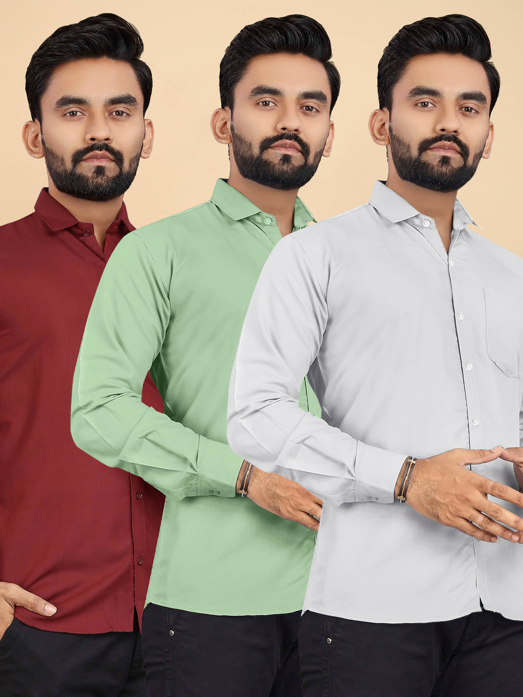 ALY JOHN Cotton Regular Fit Full Sleeves Men's Formal Shirt - Multicolor 5 ( Pack of 3 ) ALY JOHN Cotton Regular Fit Full Sleeves Men's Formal Shirt - Multicolor 5 ( Pack of 3 )