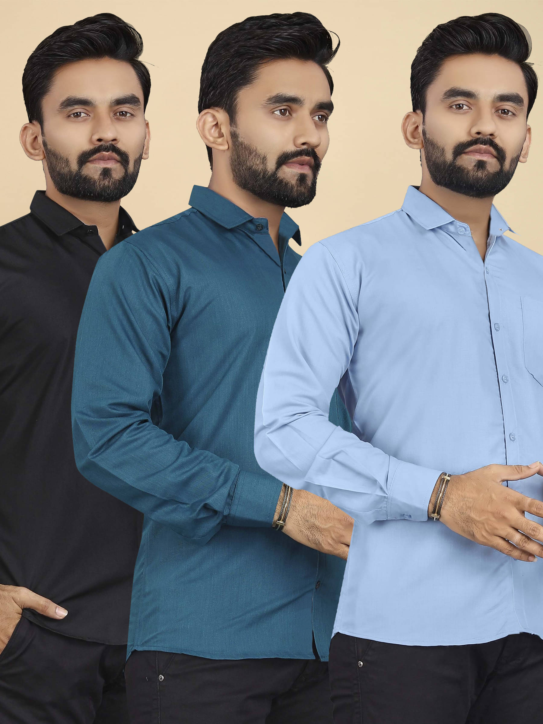 ALY JOHN Cotton Regular Fit Full Sleeves Men's Formal Shirt - Multicolor 5 ( Pack of 3 ) ALY JOHN Cotton Regular Fit Full Sleeves Men's Formal Shirt - Multicolor 5 ( Pack of 3 )