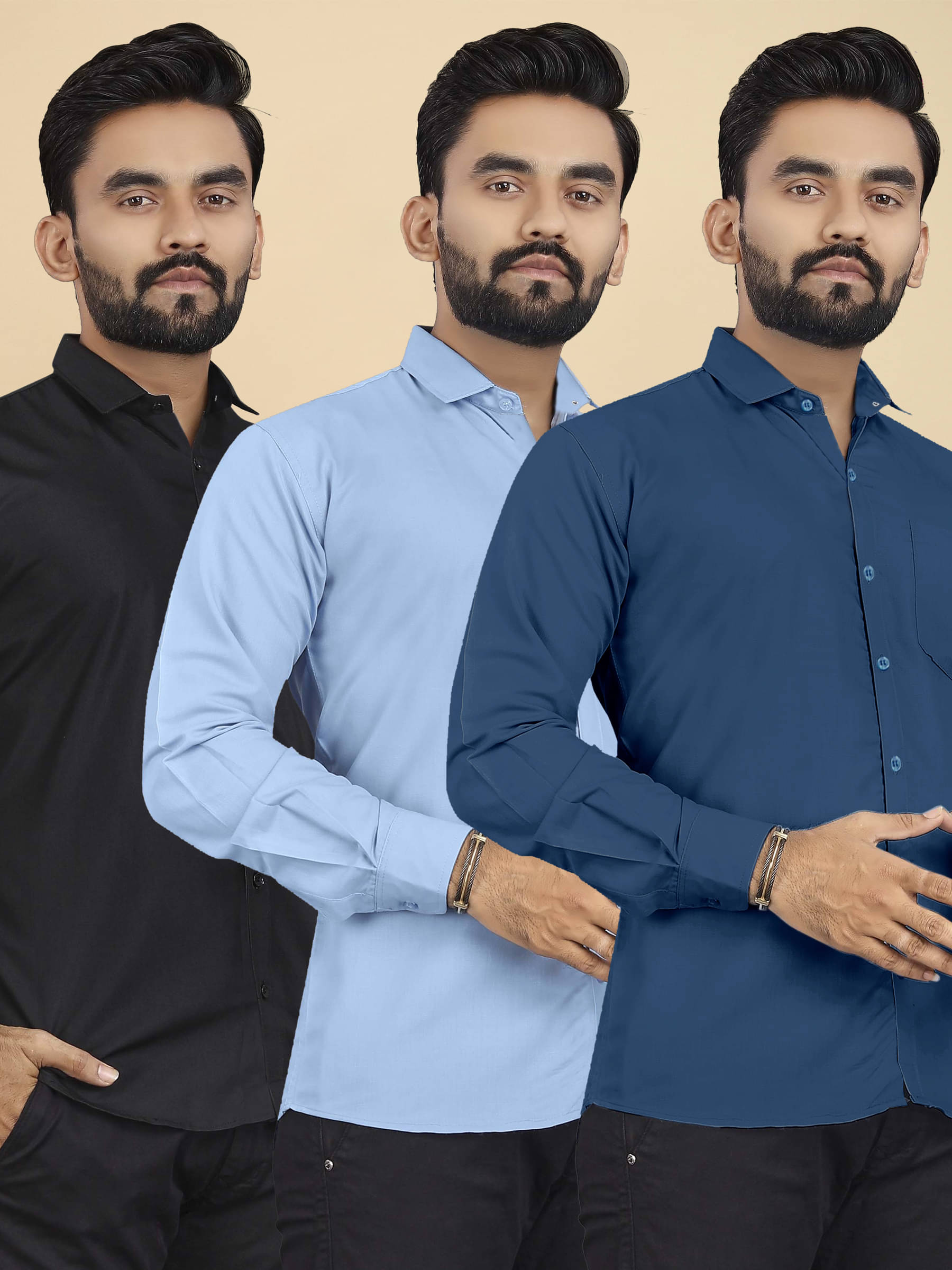ALY JOHN Cotton Regular Fit Full Sleeves Men's Formal Shirt - Multicolor 12 ( Pack of 3 ) ALY JOHN Cotton Regular Fit Full Sleeves Men's Formal Shirt - Multicolor 12 ( Pack of 3 )