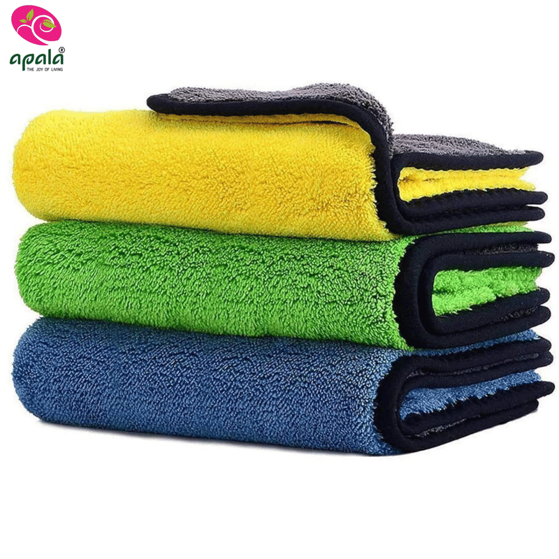     			Cleaning 800 Gsm Microfiber Towel For Car Cleaning And Detailing - Extra Thick Microfiber Cloth - 30Cm x 40Cm- Multicolor (Pack of 3)