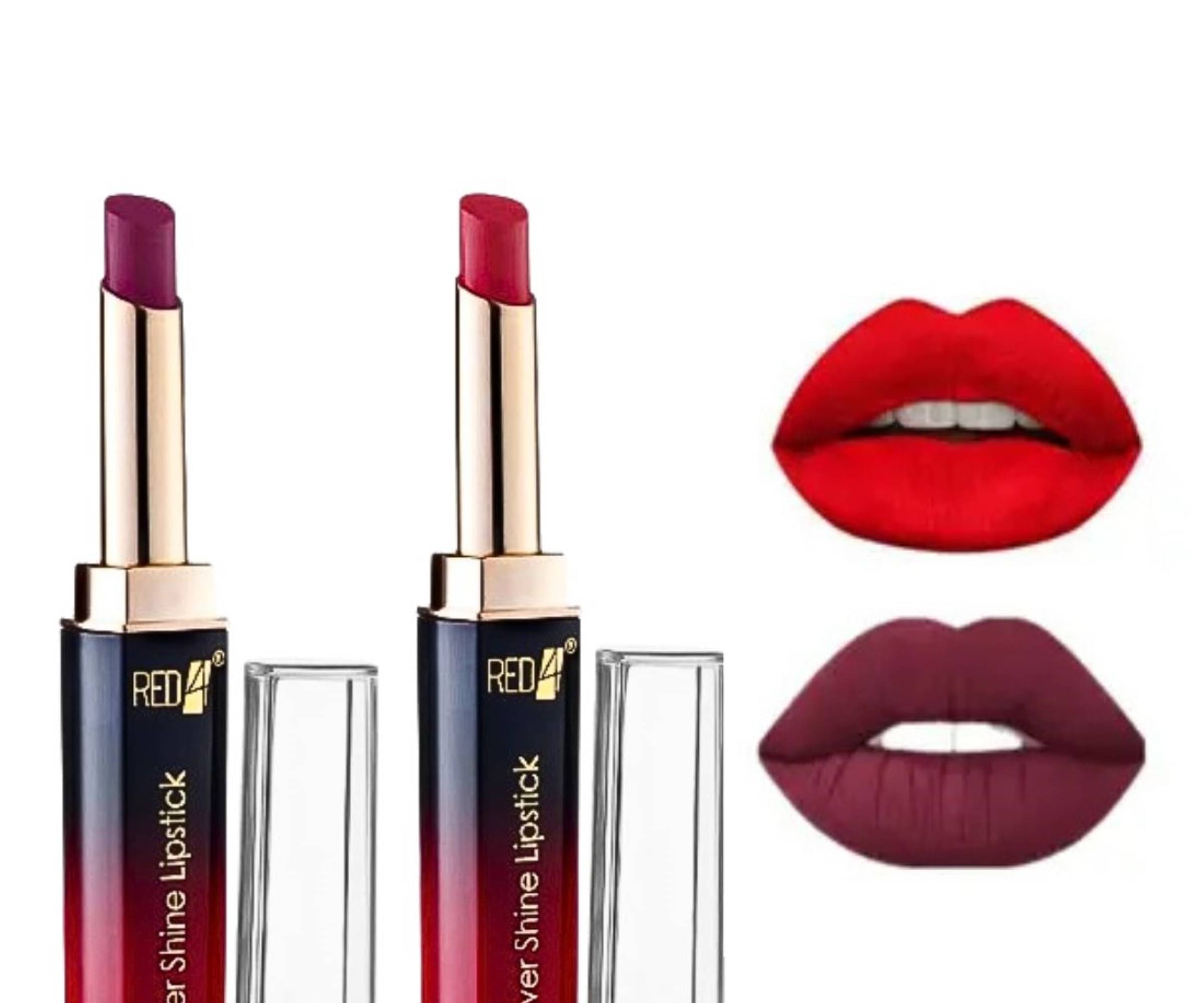 RED4 Red and Maroon Waterproof Long Lasting Liquid Lipstick (Pack of 2) RED4 Red and Maroon Waterproof Long Lasting Liquid Lipstick (Pack of 2)