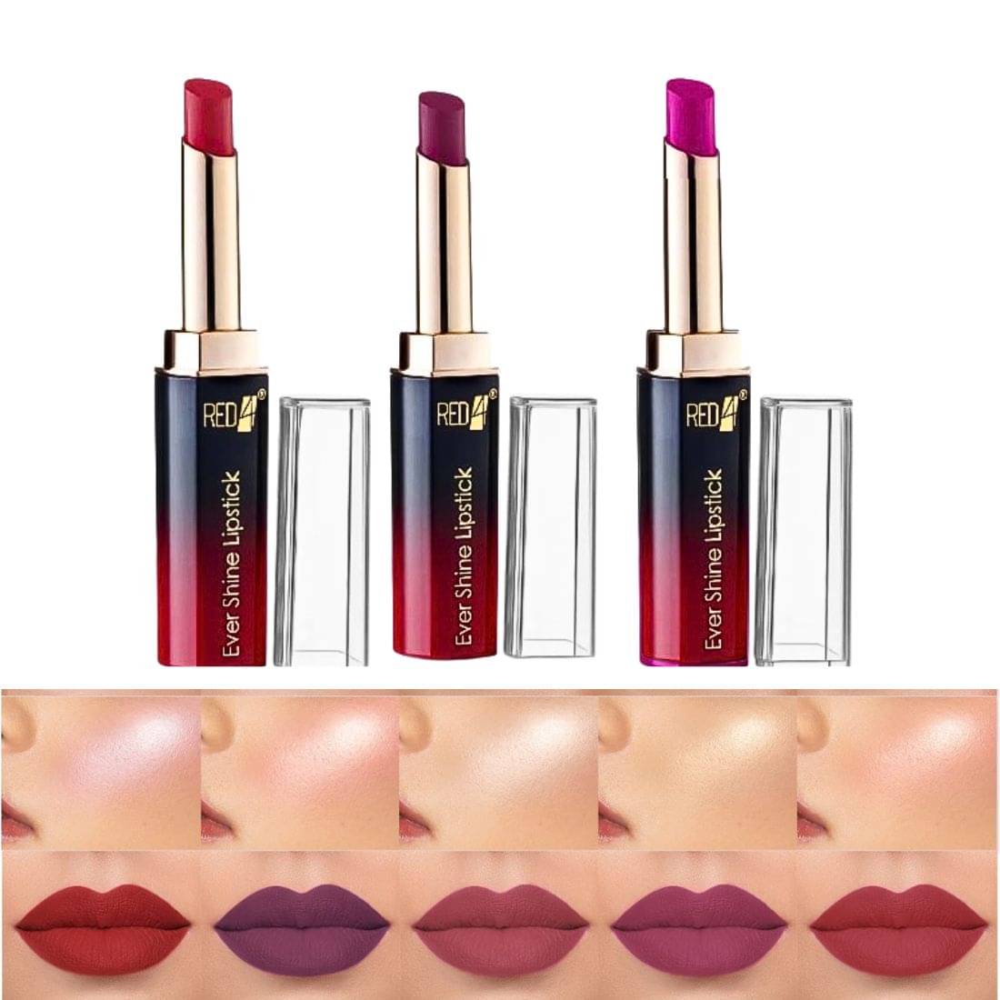 RED4 Multi Colour Waterproof Long Lasting Liquid Lipstick (Pack of 3) RED4 Multi Colour Waterproof Long Lasting Liquid Lipstick (Pack of 3)