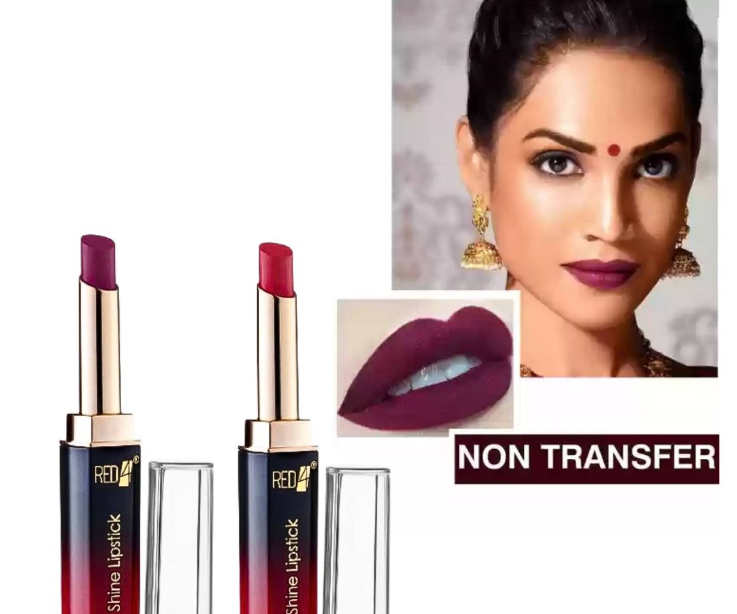     			RED4 Red and Maroon Colour Combo Waterproof Long Lasting Liquid Lipstick (Pack of 2)