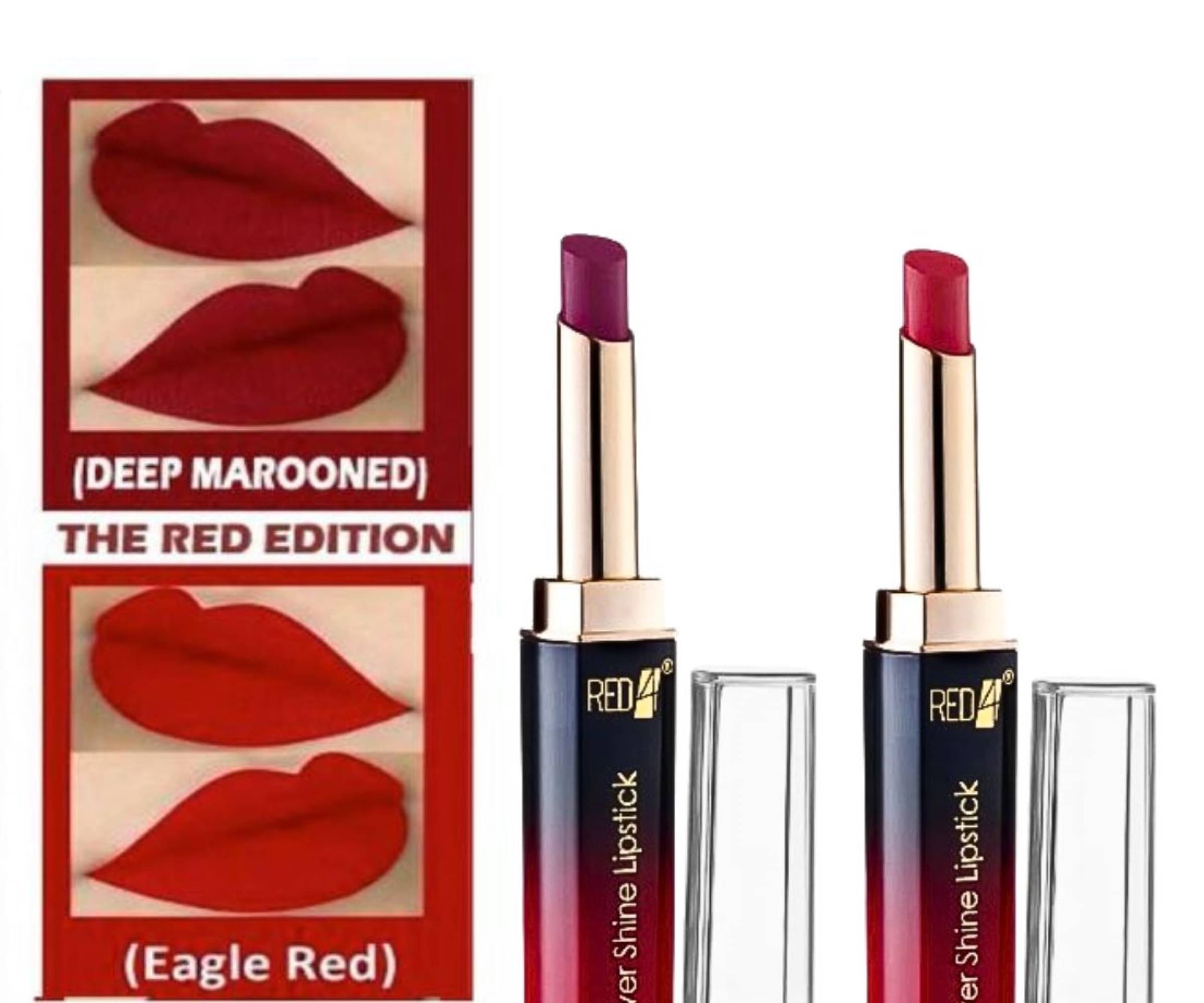 RED4 Red and Maroon Waterproof Long Lasting Liquid Lipstick (Pack of 2) RED4 Red and Maroon Waterproof Long Lasting Liquid Lipstick (Pack of 2)