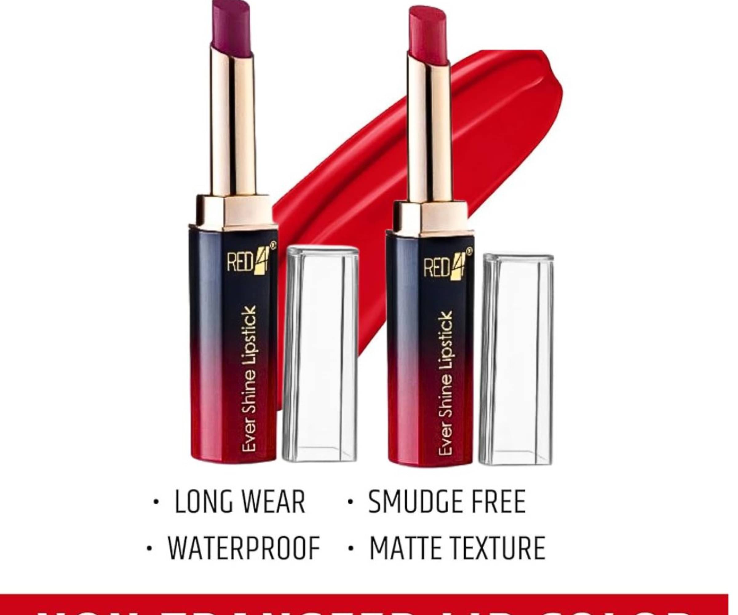     			RED4 Red and Maroon Waterproof Long Lasting Matte Lipstick (Pack of 2)