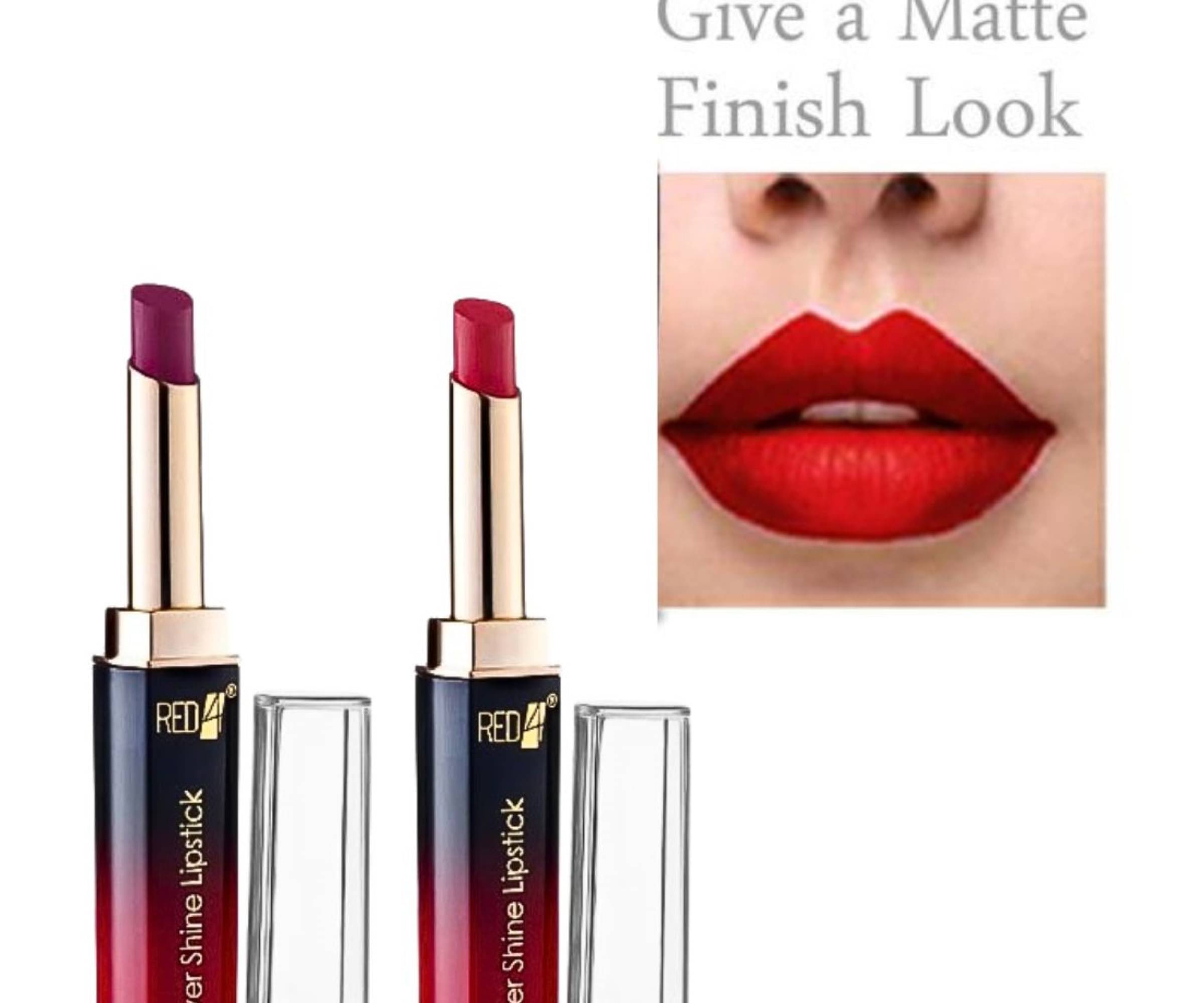 RED4 Red and Maroon Waterproof Long Lasting Matte Lipstick (Pack of 2) RED4 Red and Maroon Waterproof Long Lasting Matte Lipstick (Pack of 2)
