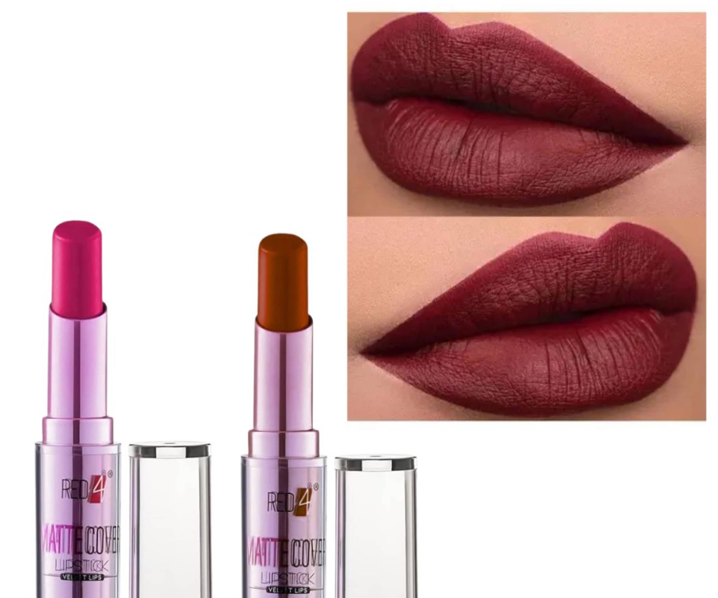 RED4 Pink and Maroon Colour Waterproof Long Lasting Liquid Lipstick (Pack of 2) RED4 Pink and Maroon Colour Waterproof Long Lasting Liquid Lipstick (Pack of 2)