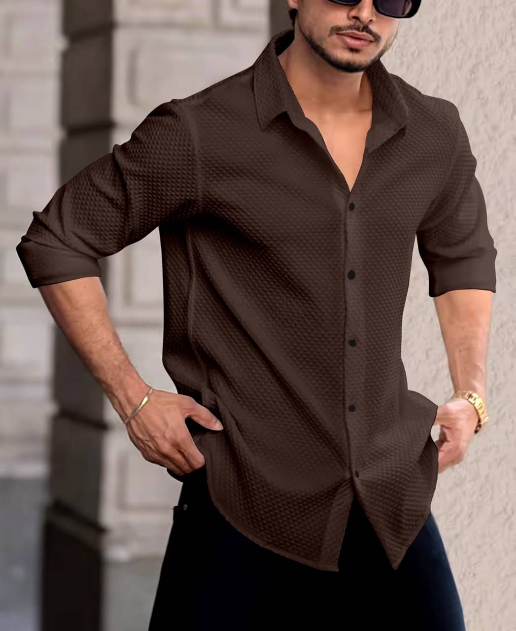 Bombay Begum Poly Cotton Regular Fit Solids Full Sleeves Men's Casual Shirt - Brown ( Pack of 1 ) Bombay Begum Poly Cotton Regular Fit Solids Full Sleeves Men's Casual Shirt - Brown ( Pack of 1 )
