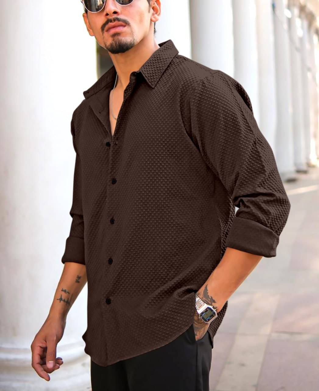 Bombay Begum Poly Cotton Regular Fit Solids Full Sleeves Men's Casual Shirt - Brown ( Pack of 1 ) Bombay Begum Poly Cotton Regular Fit Solids Full Sleeves Men's Casual Shirt - Brown ( Pack of 1 )