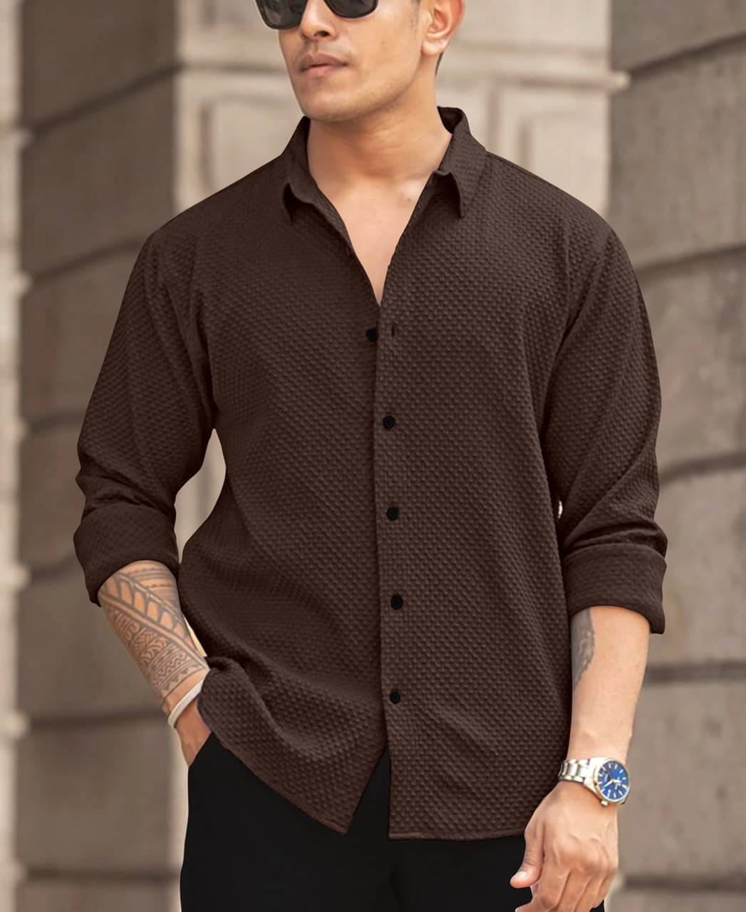 Bombay Begum Poly Cotton Regular Fit Solids Full Sleeves Men's Casual Shirt - Brown ( Pack of 1 ) Bombay Begum Poly Cotton Regular Fit Solids Full Sleeves Men's Casual Shirt - Brown ( Pack of 1 )