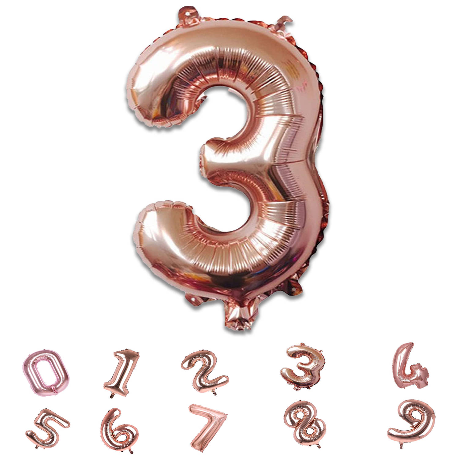     			Bubble Bells Rose Gold 3 Number Balloon – 32 Inches | Foil Helium Balloon for Birthday, Kids & Adults Party, Indoor Outdoor Decor