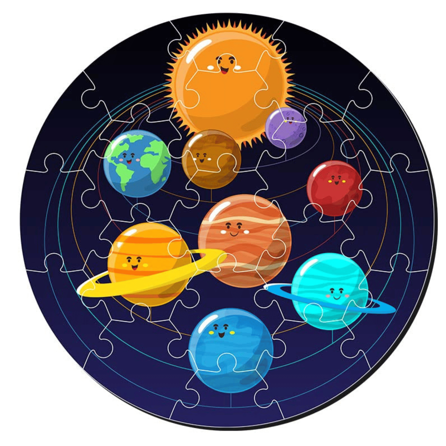     			Cartoon Solar System Puzzle for Kids (Round)