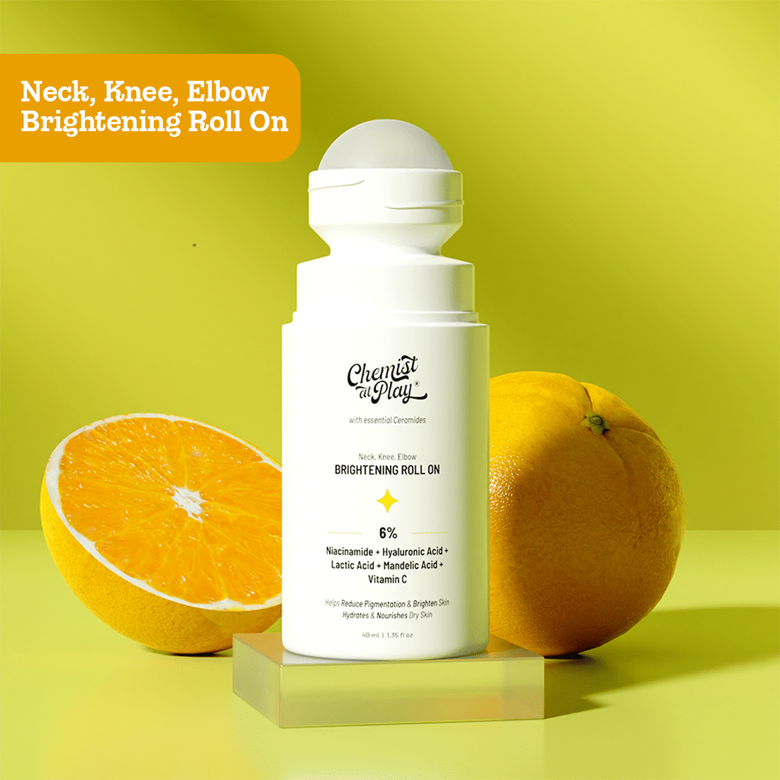    			Chemist At Play Neck Knee Elbow Brightening Roll On Controls Pigmentation & Brighten Skin , 40ml (Pack of 1)