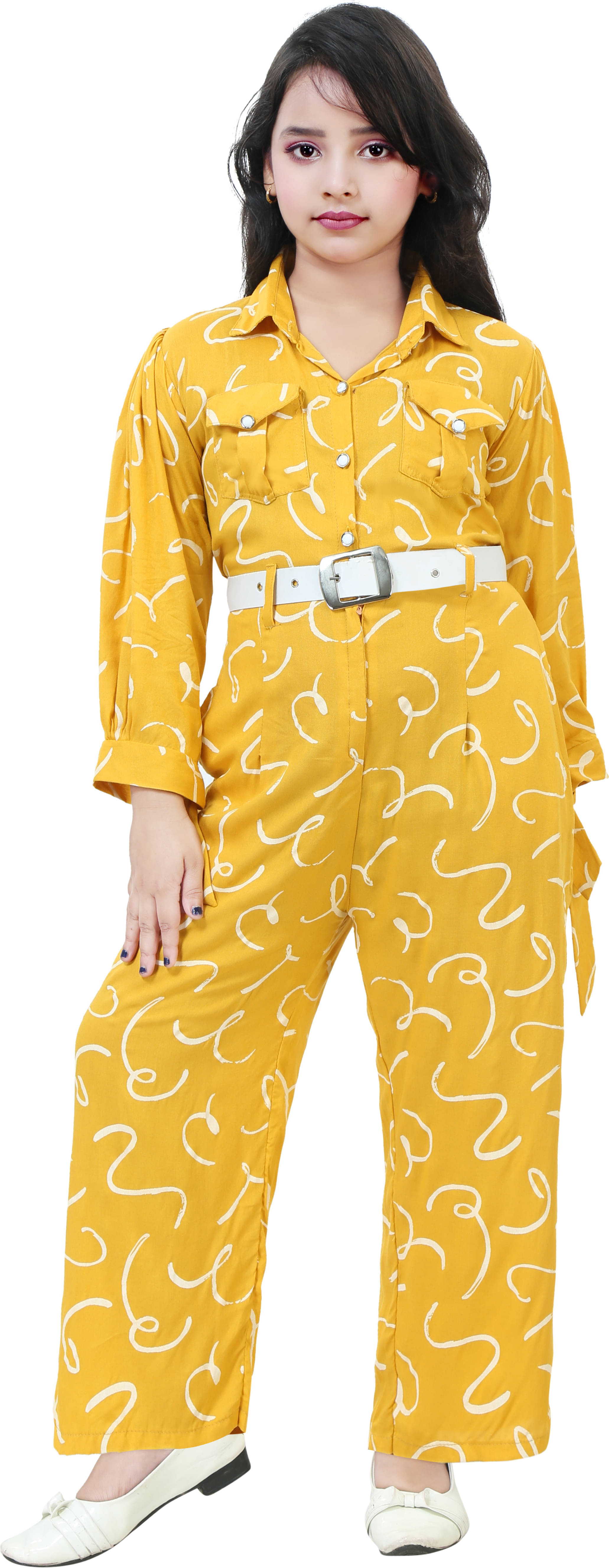 DarjiFashion Girls Rayon Jumpsuit ( Pack of 1 , Yellow ) DarjiFashion Girls Rayon Jumpsuit ( Pack of 1 , Yellow )