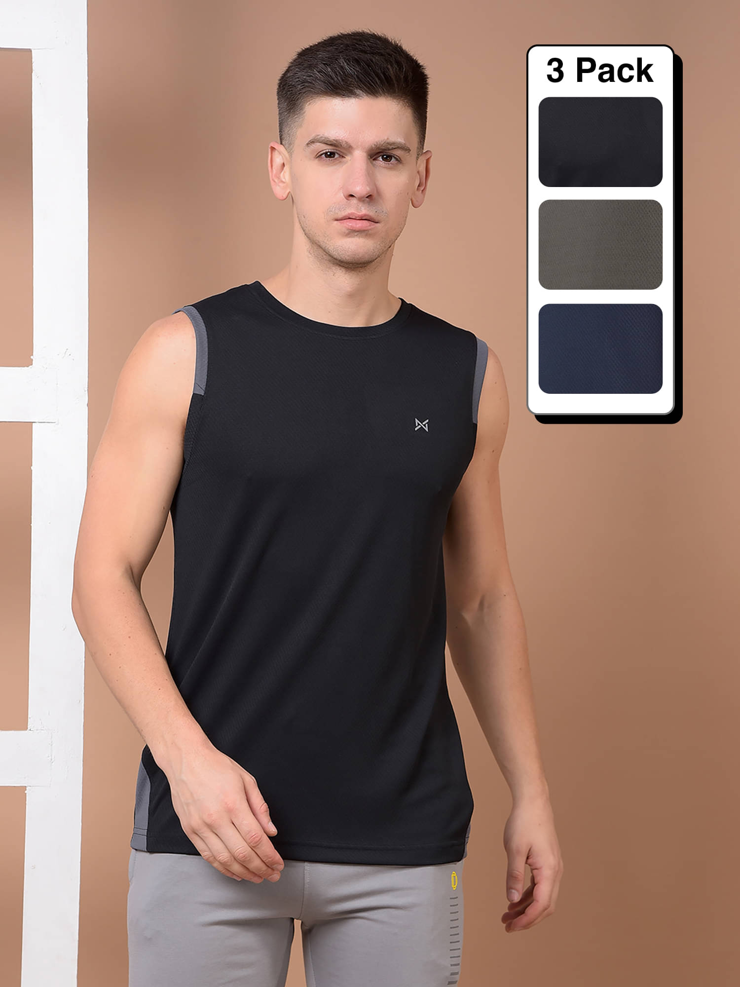 Force NXT Multi Polyester Regular Fit Men's Tanks ( Pack of 3 ) Force NXT Multi Polyester Regular Fit Men's Tanks ( Pack of 3 )