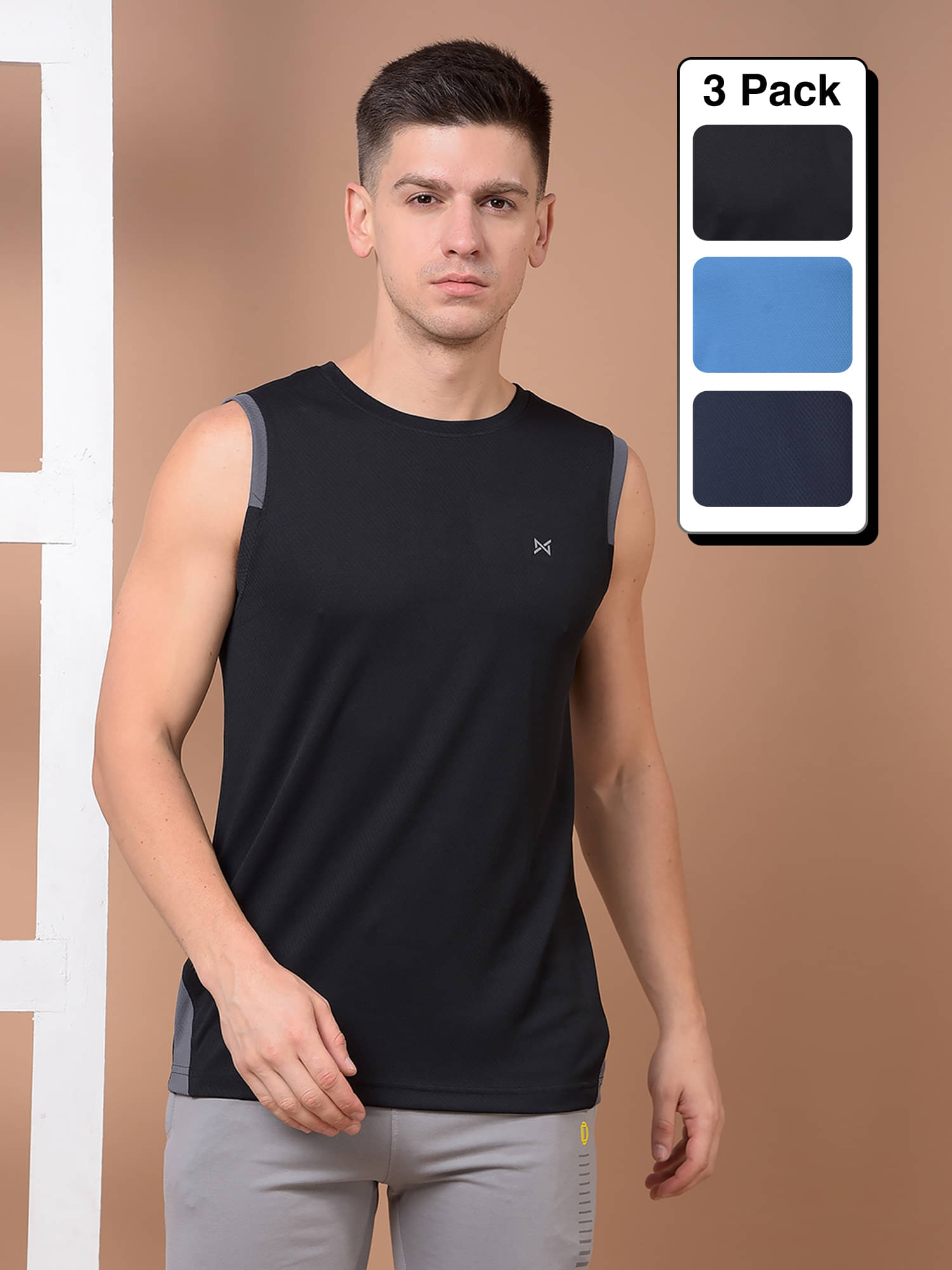 Force NXT Multi Polyester Regular Fit Men's Tanks ( Pack of 3 ) Force NXT Multi Polyester Regular Fit Men's Tanks ( Pack of 3 )