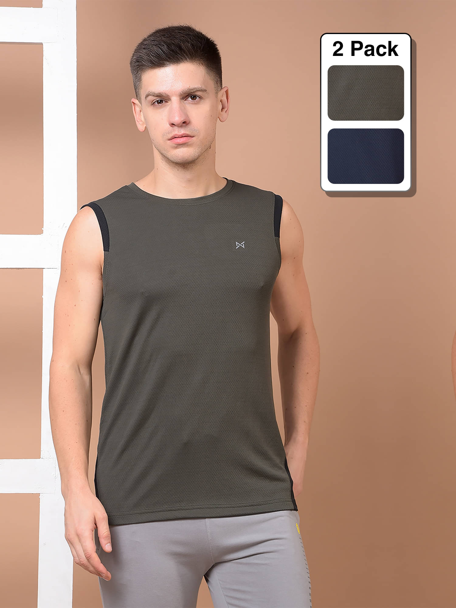     			Force NXT Multi Polyester Regular Fit Men's Tanks ( Pack of 2 )