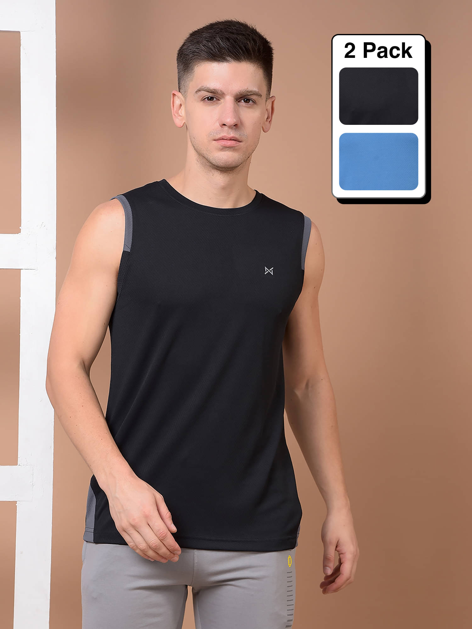     			Force NXT Multi Polyester Regular Fit Men's Tanks ( Pack of 2 )