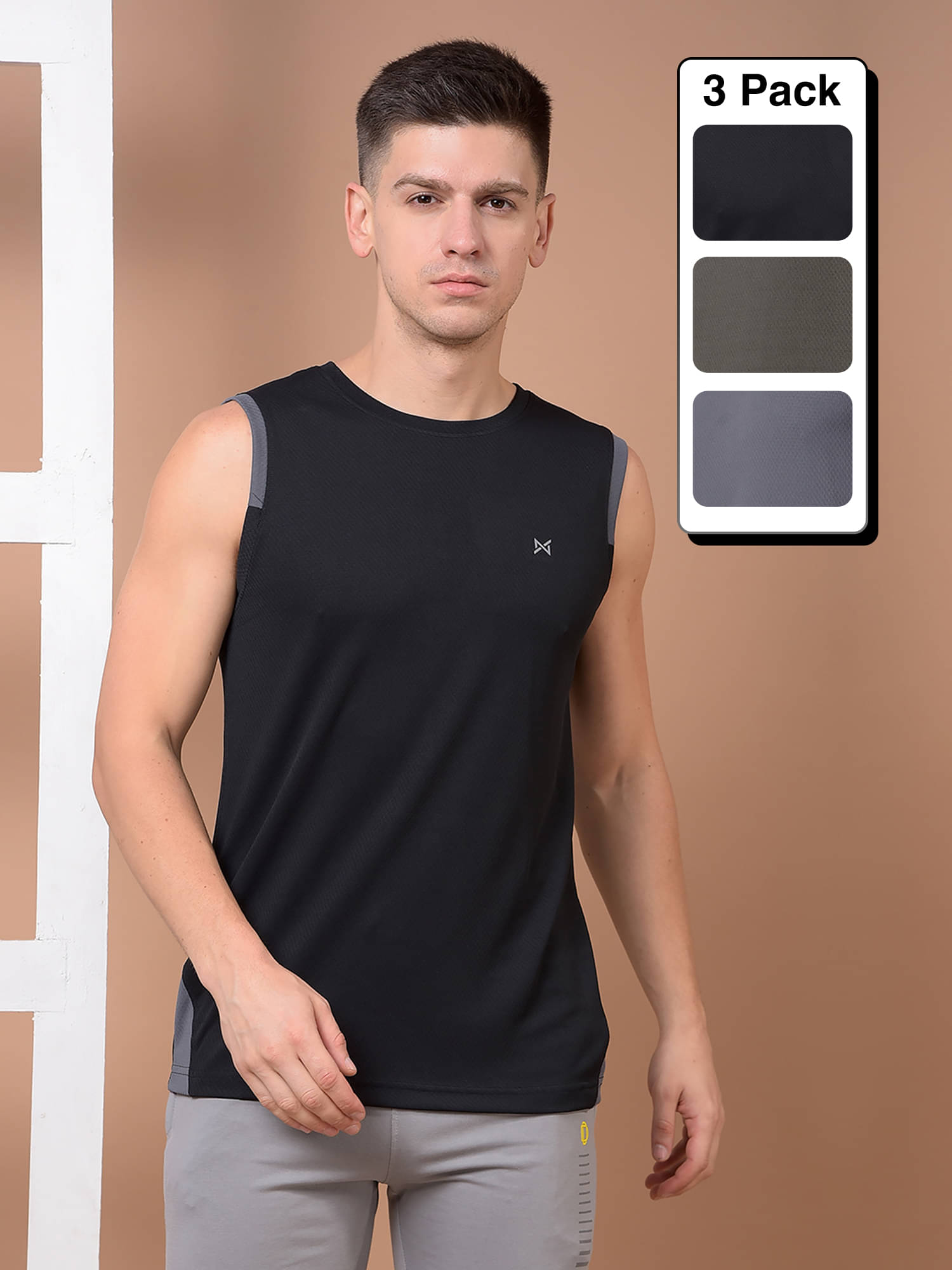 Force NXT Multi Polyester Regular Fit Men's Tanks ( Pack of 3 ) Force NXT Multi Polyester Regular Fit Men's Tanks ( Pack of 3 )