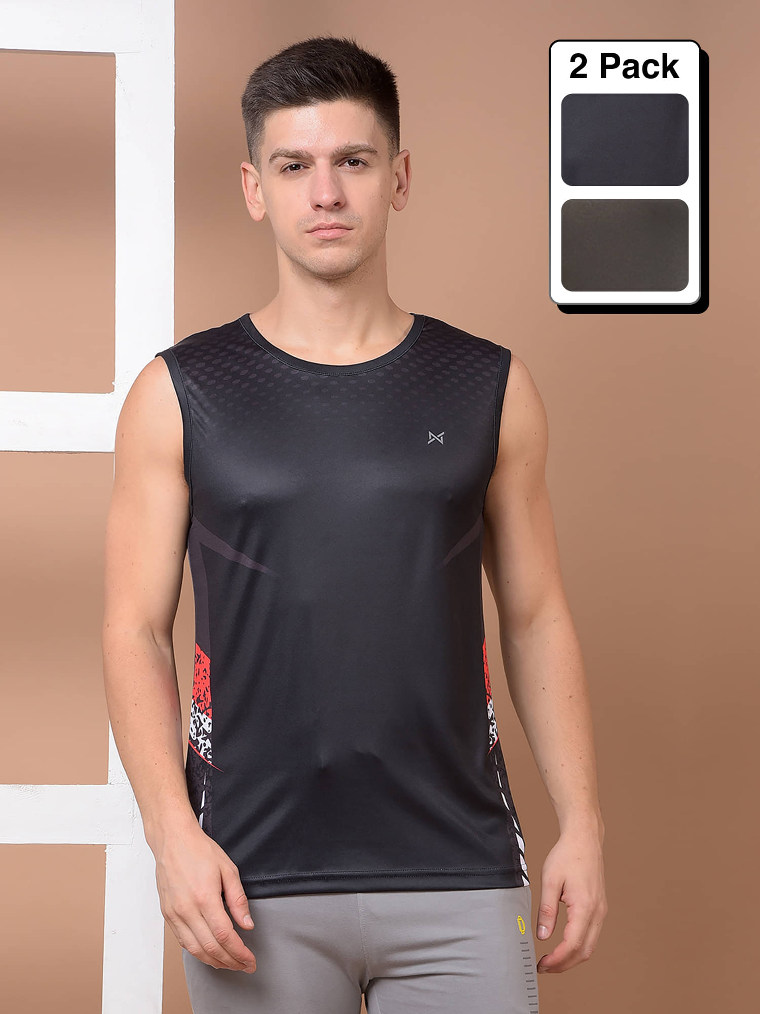 Force NXT Multicolor Polyester Regular Fit Men's Tanks ( Pack of 2 ) Force NXT Multicolor Polyester Regular Fit Men's Tanks ( Pack of 2 )