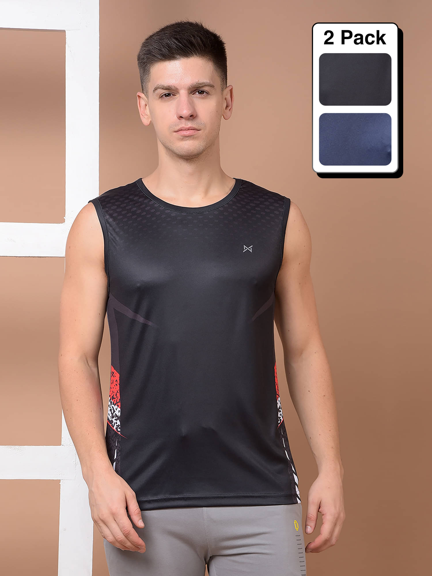 Force NXT Multicolor Polyester Regular Fit Men's Tanks ( Pack of 2 ) Force NXT Multicolor Polyester Regular Fit Men's Tanks ( Pack of 2 )