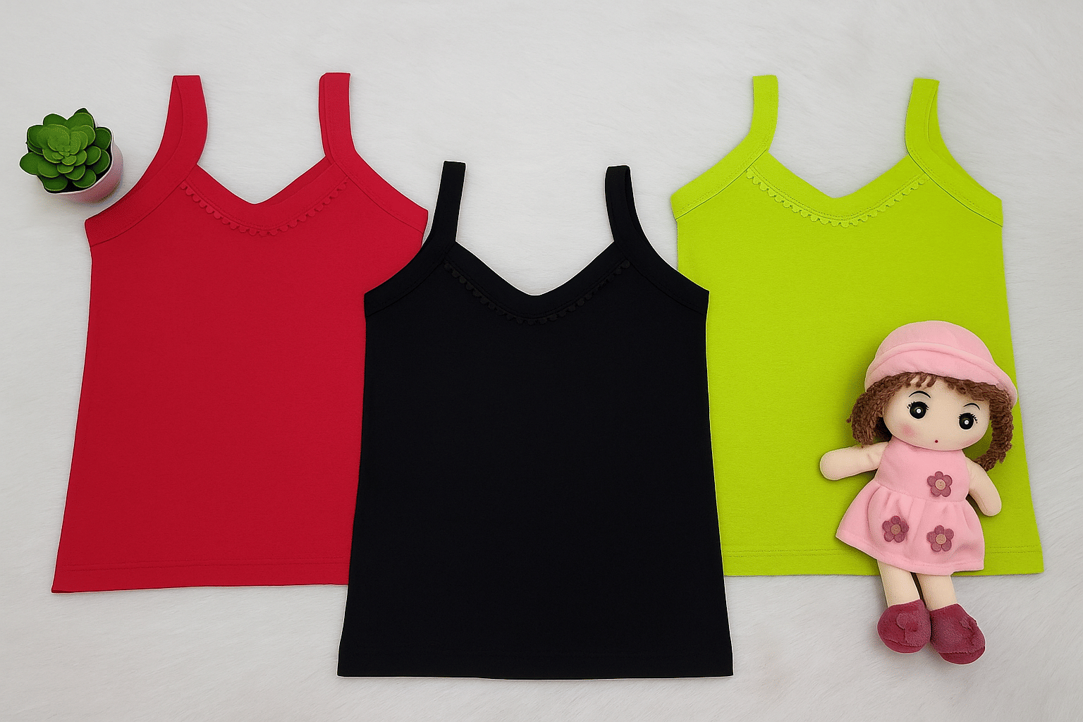     			G Beauty Pack of 3 Girls Cotton Camisoles ( Multicolor )