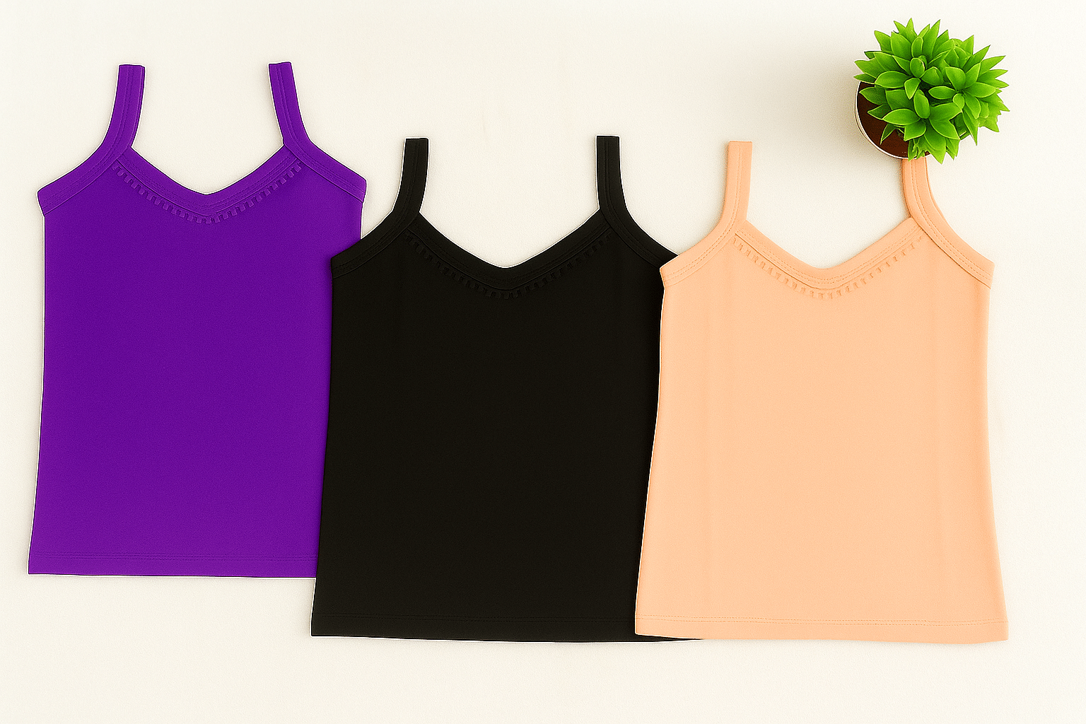     			G Beauty Pack of 3 Girls Cotton Camisoles ( Multicolor )