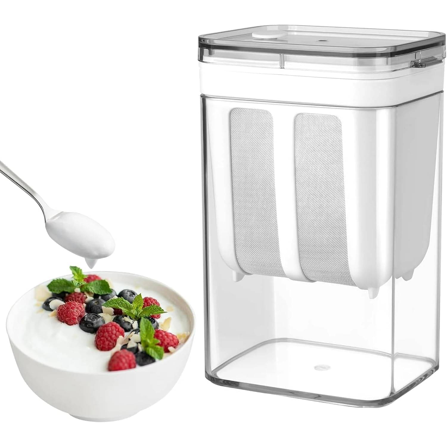 Greek Yogurt & Hung Curd - 1100ml Fine Mesh Strainer with Lid | Multifunctional Yogurt Filter | Curd Maker for Home | Perfect for Homemade Yogurt, Curd (Greek Yogurt Maker (Basic))     			Greek Yogurt & Hung Curd - 1100ml Fine Mesh Strainer with Lid | Multifunctional Yogurt Filter | Curd Maker for Home | Perfect for Homemade Yogurt, Curd (Greek Yogurt Maker (Basic))