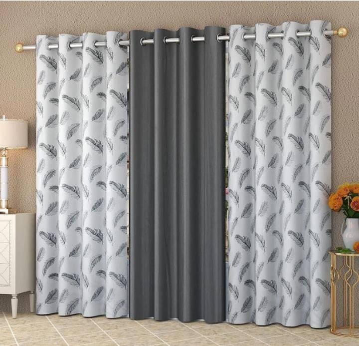     			HOMEDESK Abstract Printed Room Darkening Ring Rod Curtain 9 ft ( Pack of 3 ) - Multi Color