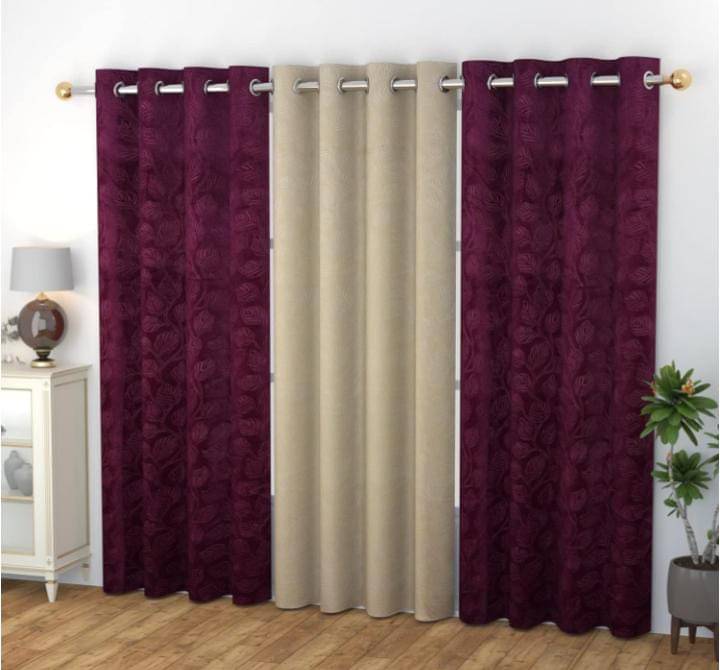     			HOMEDESK Abstract Printed Room Darkening Ring Rod Curtain 5 ft ( Pack of 3 ) - Multi Color