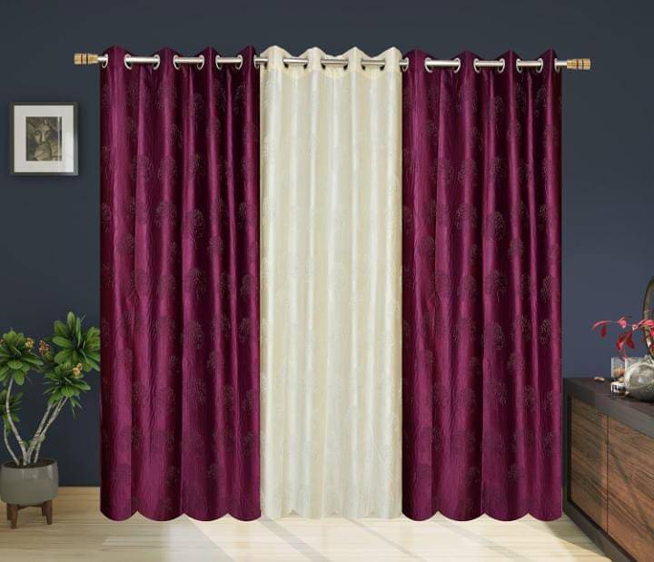     			HOMEDESK Abstract Printed Room Darkening Ring Rod Curtain 5 ft ( Pack of 3 ) - Multi Color