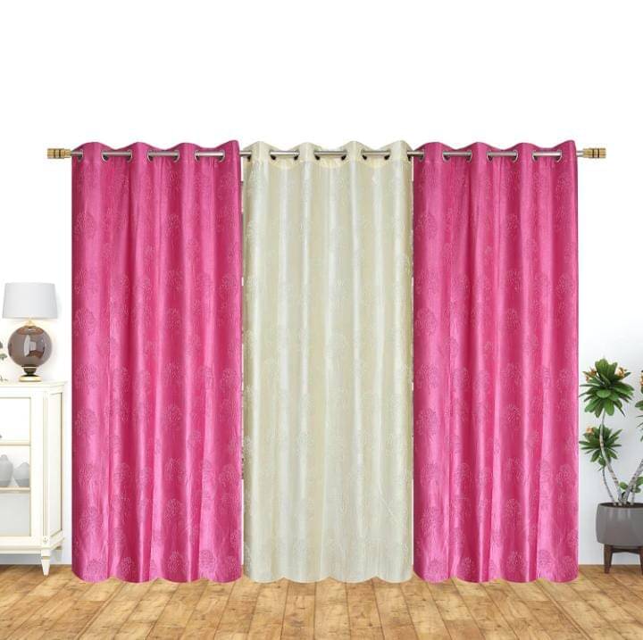     			HOMEDESK Abstract Printed Room Darkening Ring Rod Curtain 7 ft ( Pack of 3 ) - Multi Color