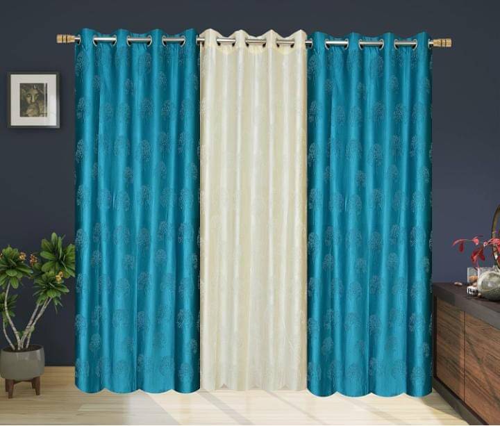     			HOMEDESK Abstract Printed Room Darkening Ring Rod Curtain 7 ft ( Pack of 3 ) - Multi Color
